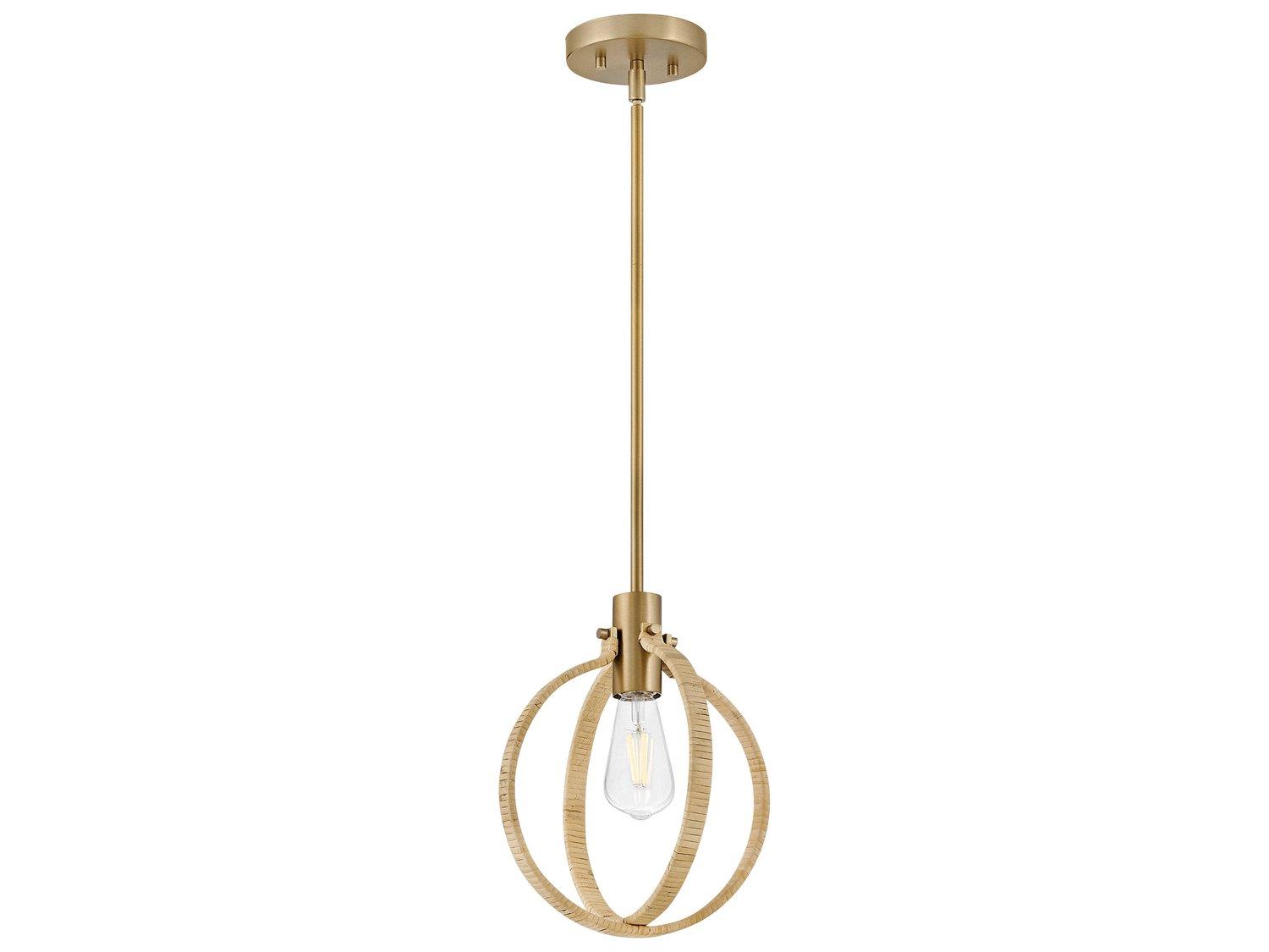 Lark Living Fallon 1-Light Lacquered Brass Bamboo Globe Mini Pendant