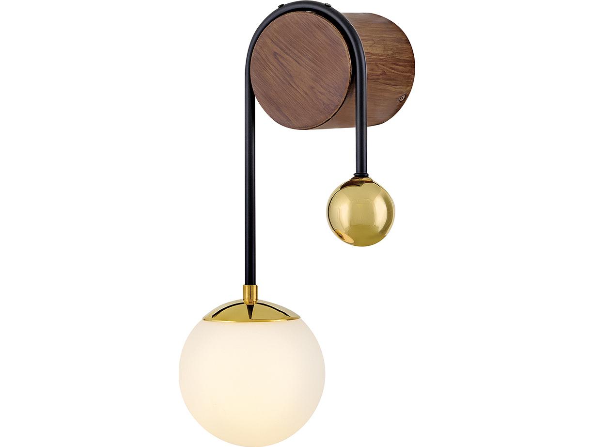 Lark Living Auggie 1-Light Bright Brass Walnut Brown Wall Sconce
