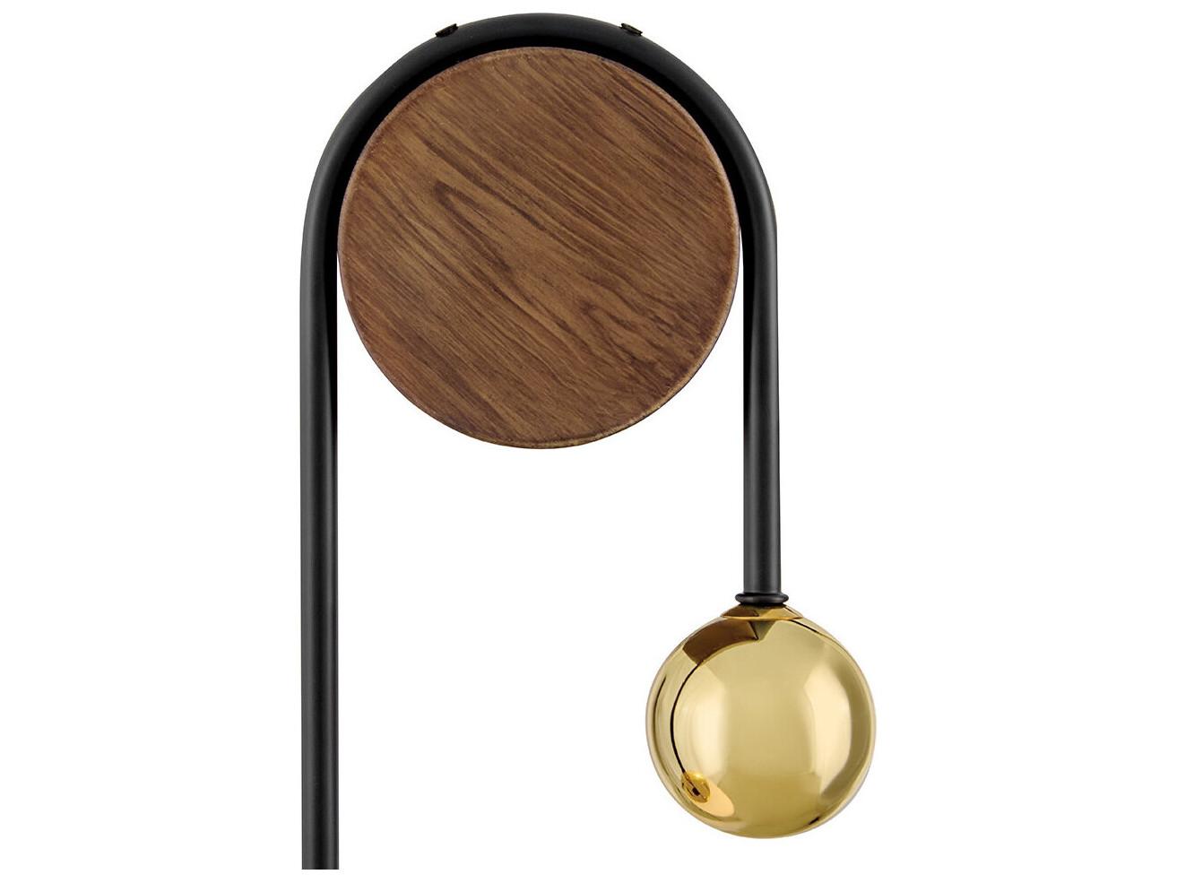 Lark Living Auggie 1-Light Bright Brass Walnut Brown Wall Sconce