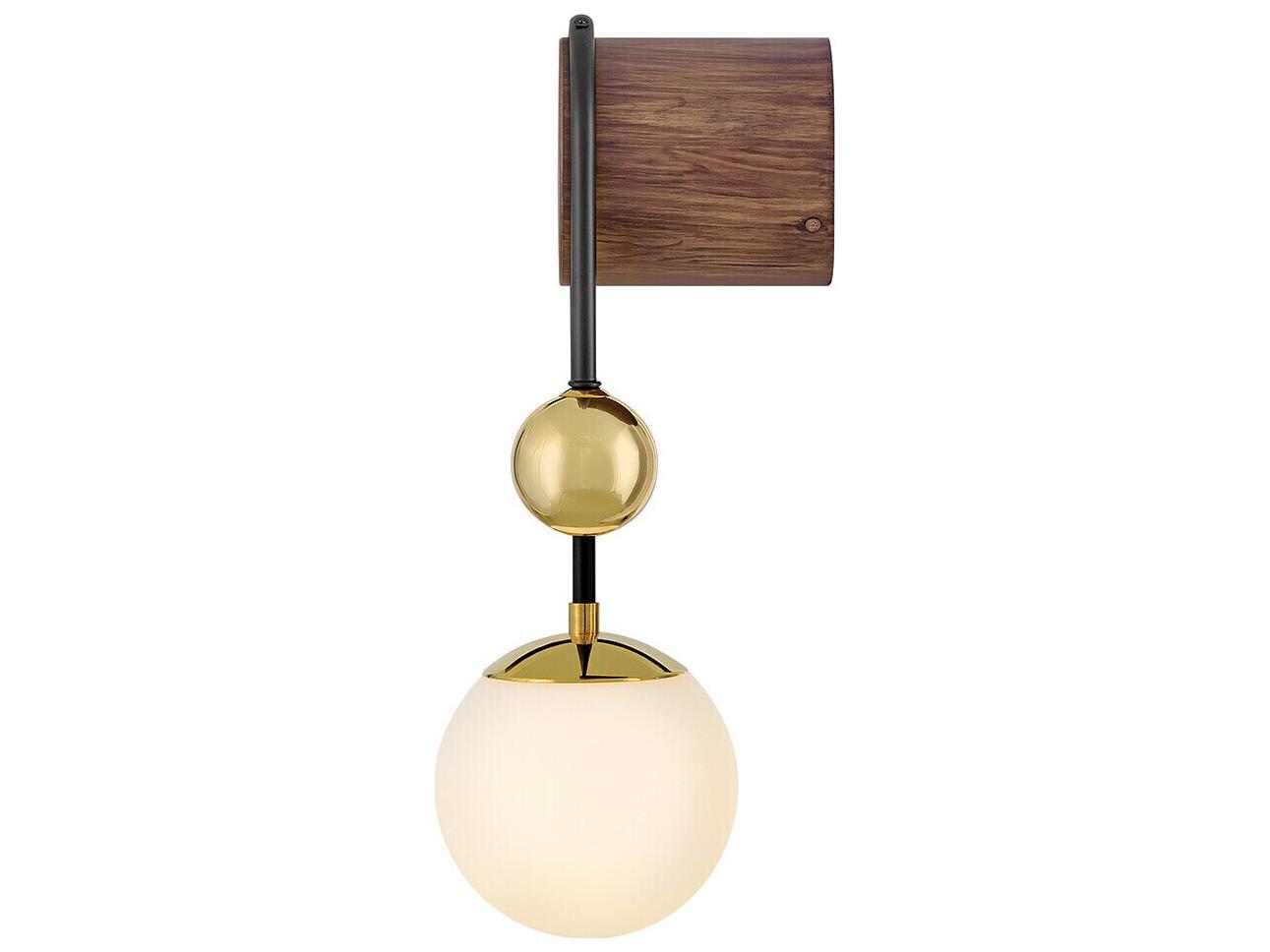 Lark Living Auggie 1-Light Bright Brass Walnut Brown Wall Sconce