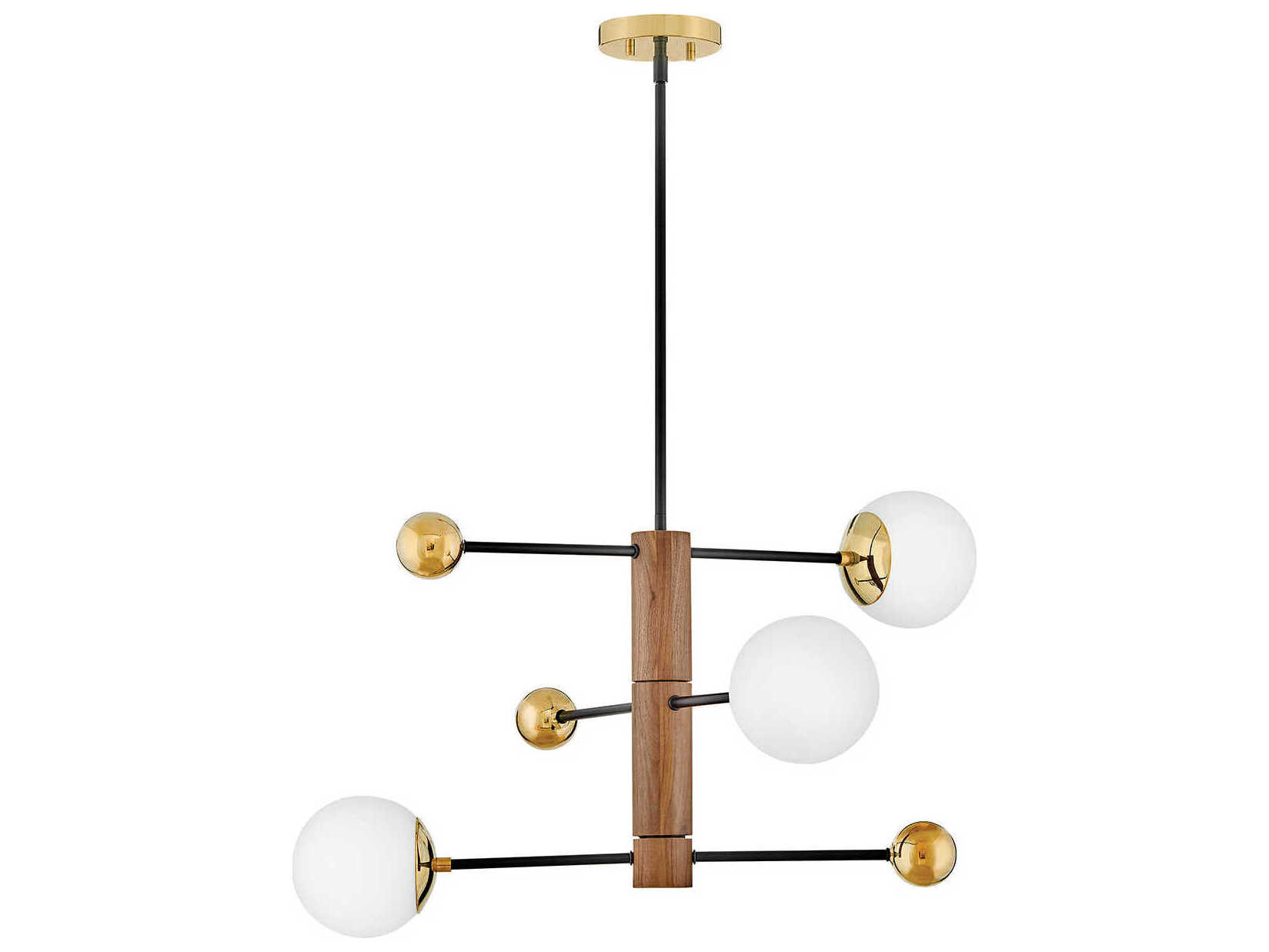 Lark Living Auggie 3-Light Bright Brass Walnut Brown Candelabra Globe Chandelier