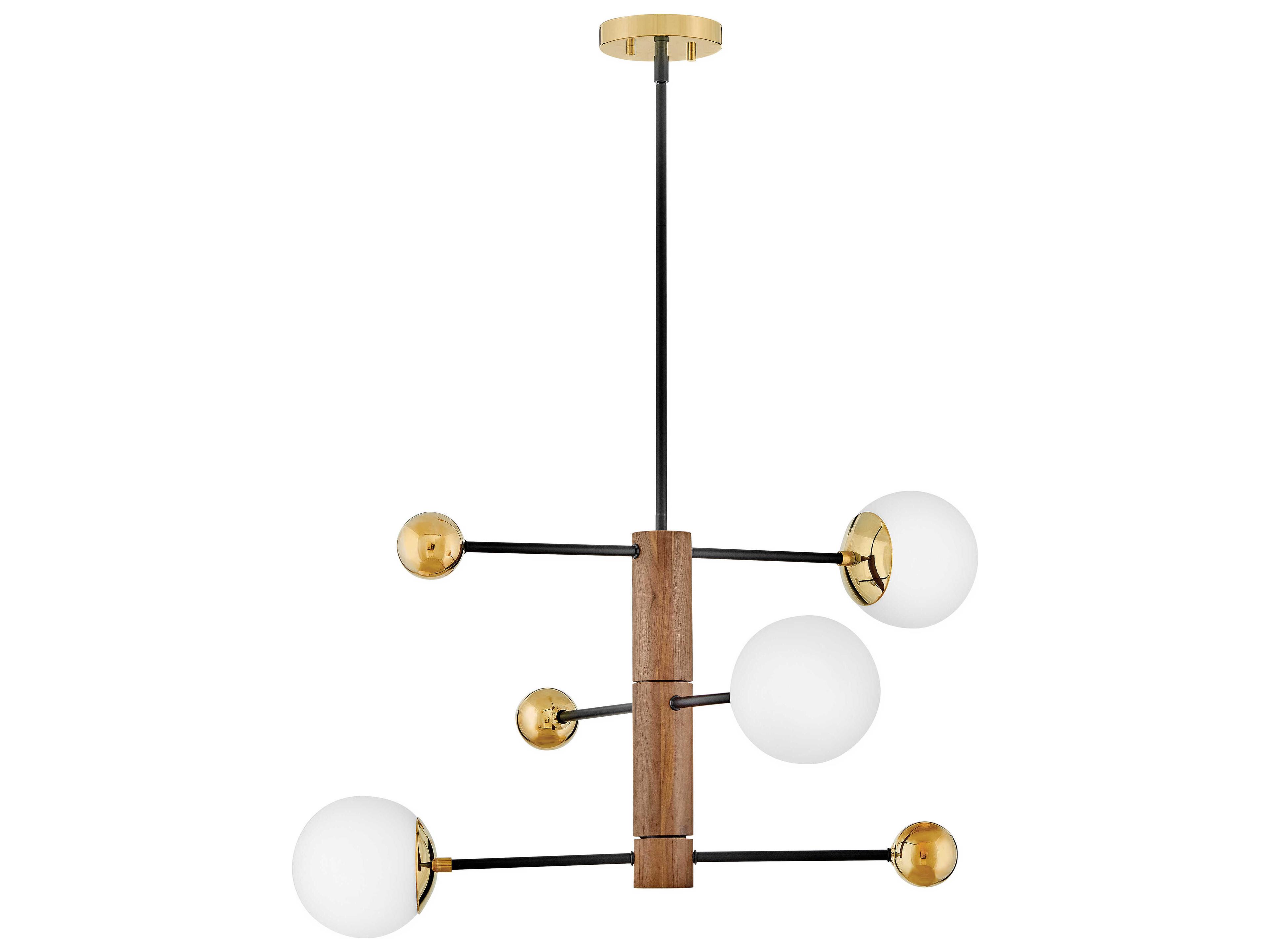 Lark Living Auggie 3-Light Bright Brass Walnut Brown Candelabra Globe Chandelier
