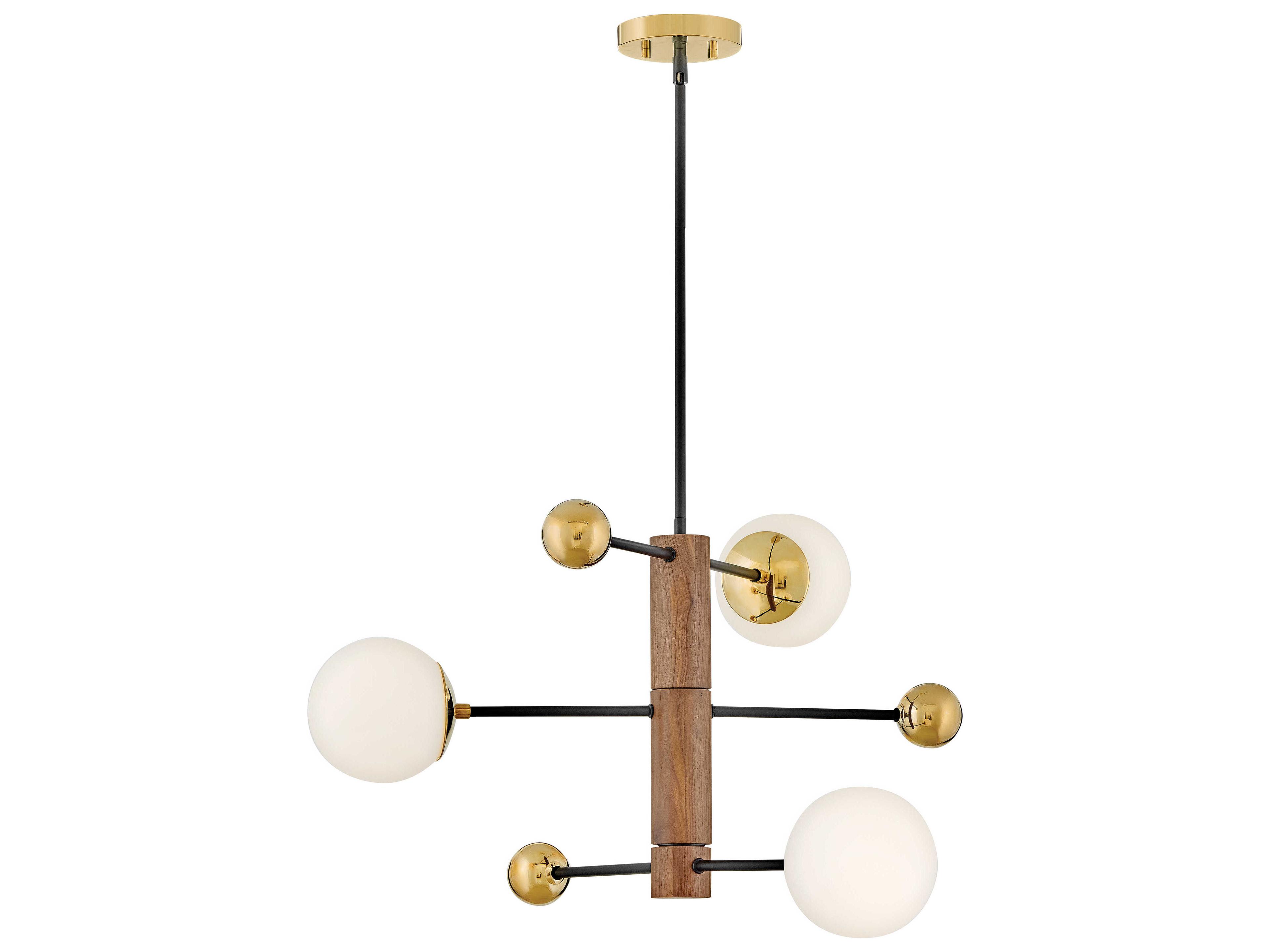 Lark Living Auggie 3-Light Bright Brass Walnut Brown Candelabra Globe Chandelier