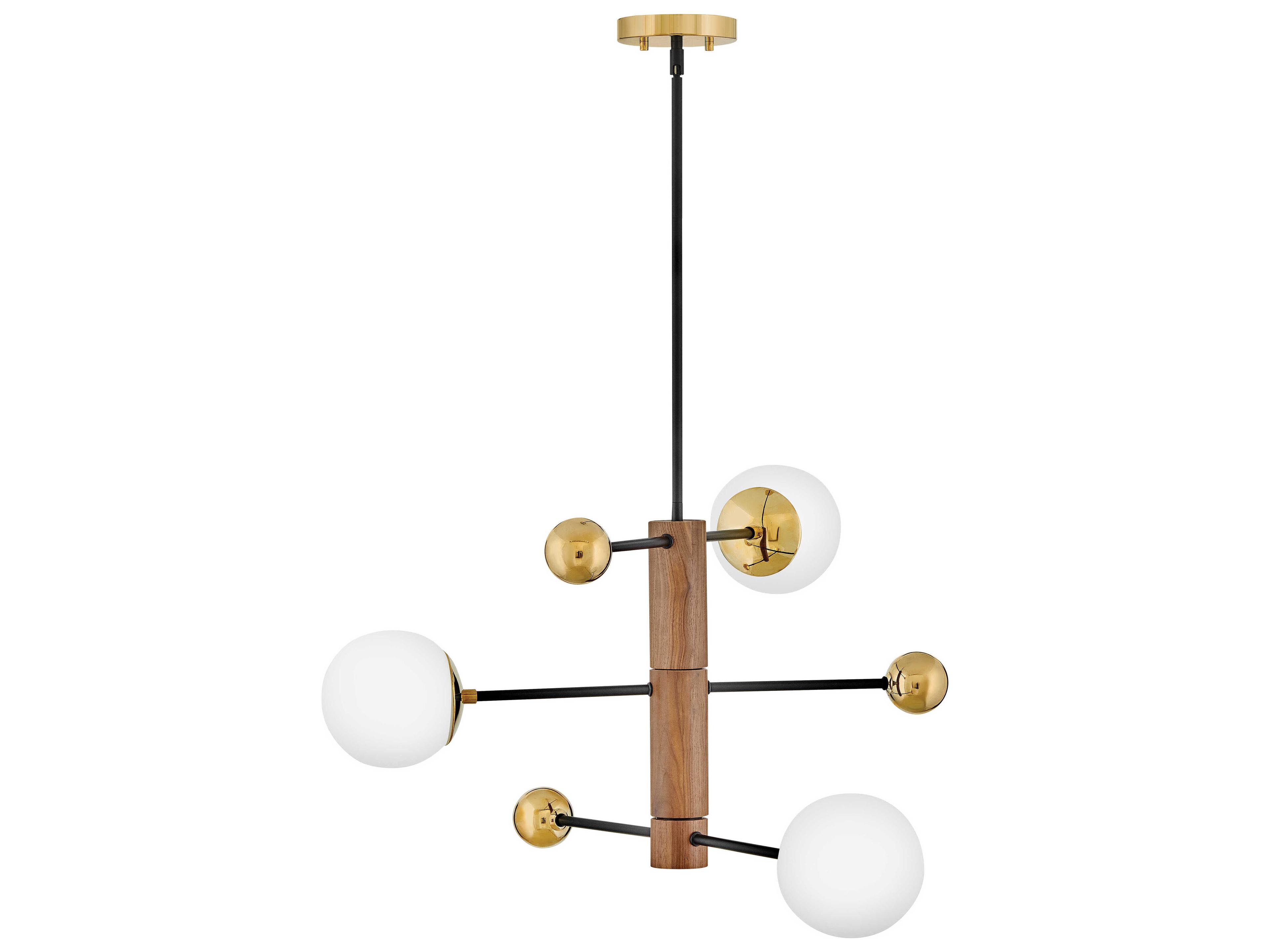 Lark Living Auggie 3-Light Bright Brass Walnut Brown Candelabra Globe Chandelier