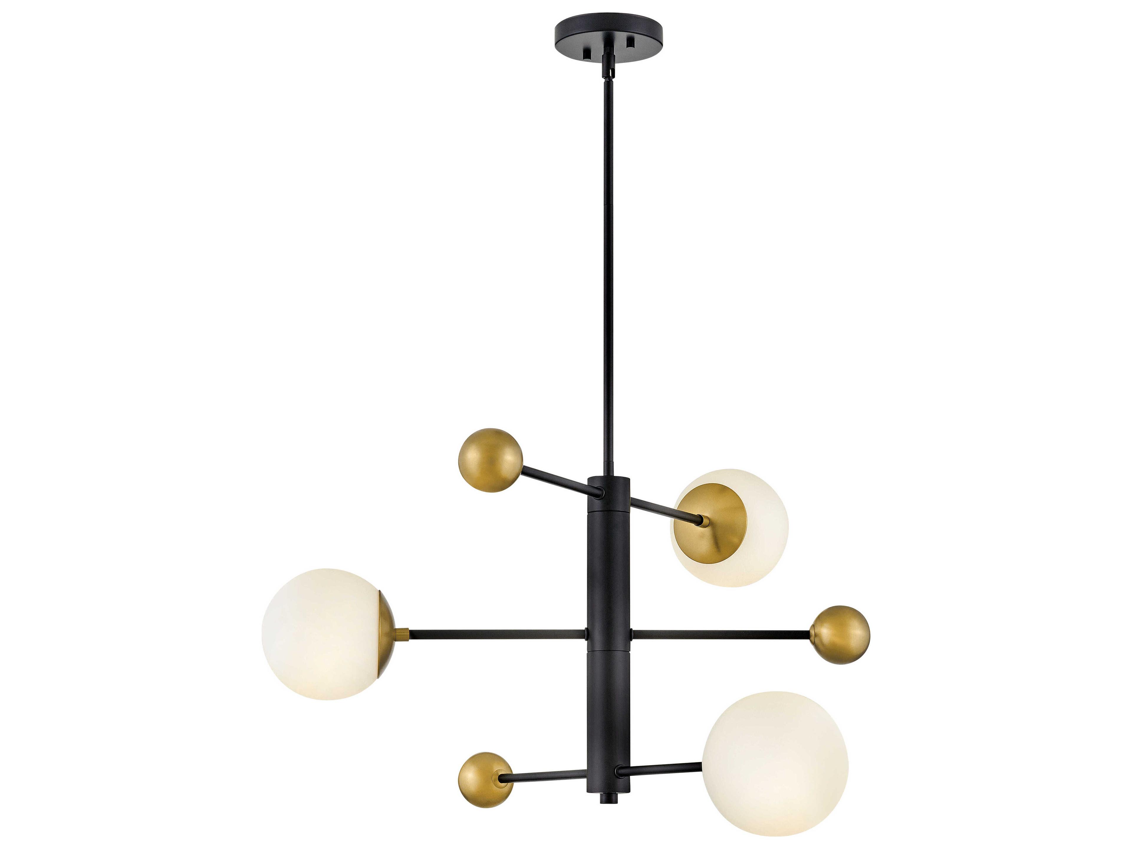 Lark Living Auggie 3-Light Black Lacquered Brass Candelabra Globe Chandelier