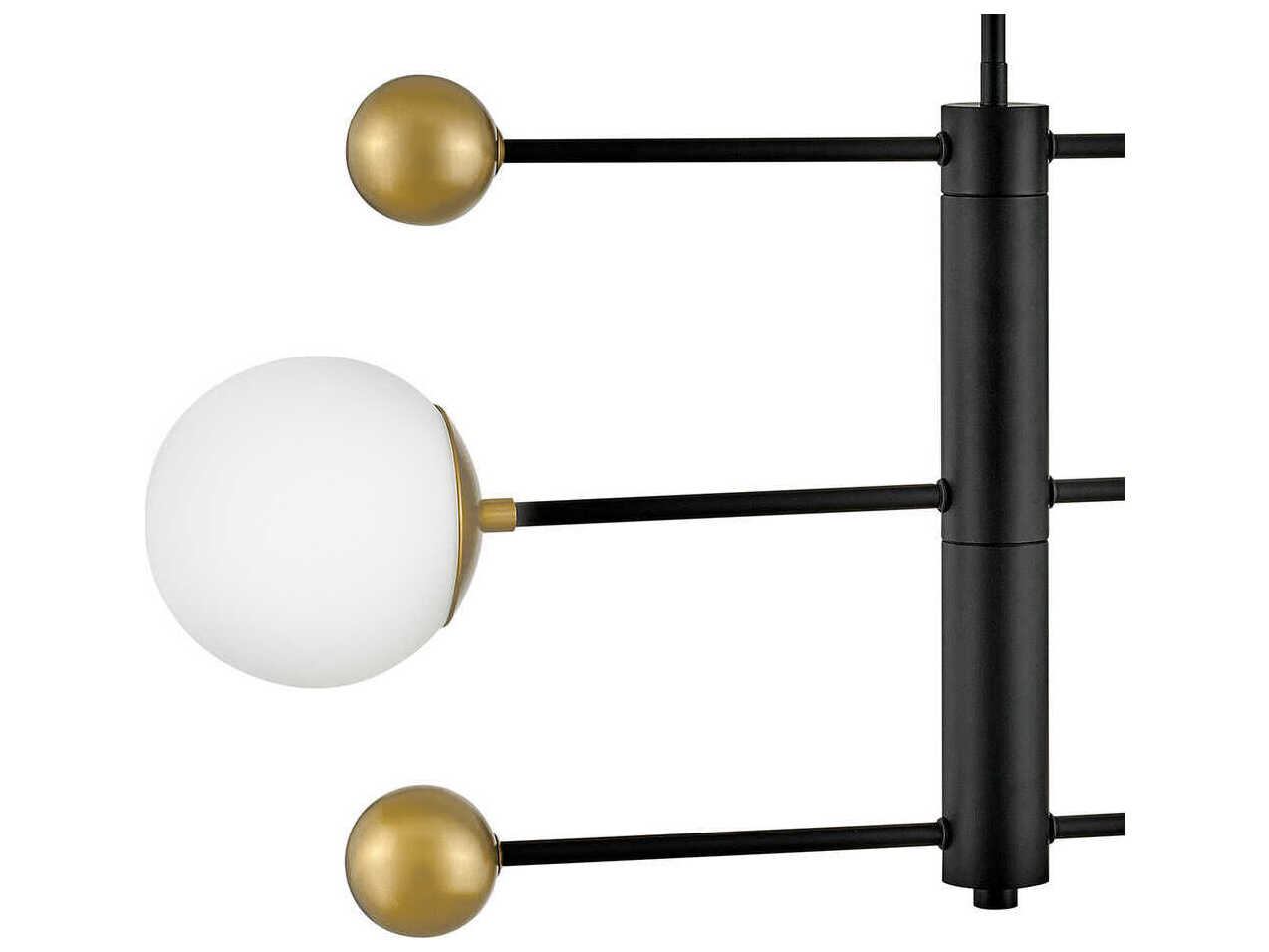 Lark Living Auggie 3-Light Black Lacquered Brass Candelabra Globe Chandelier