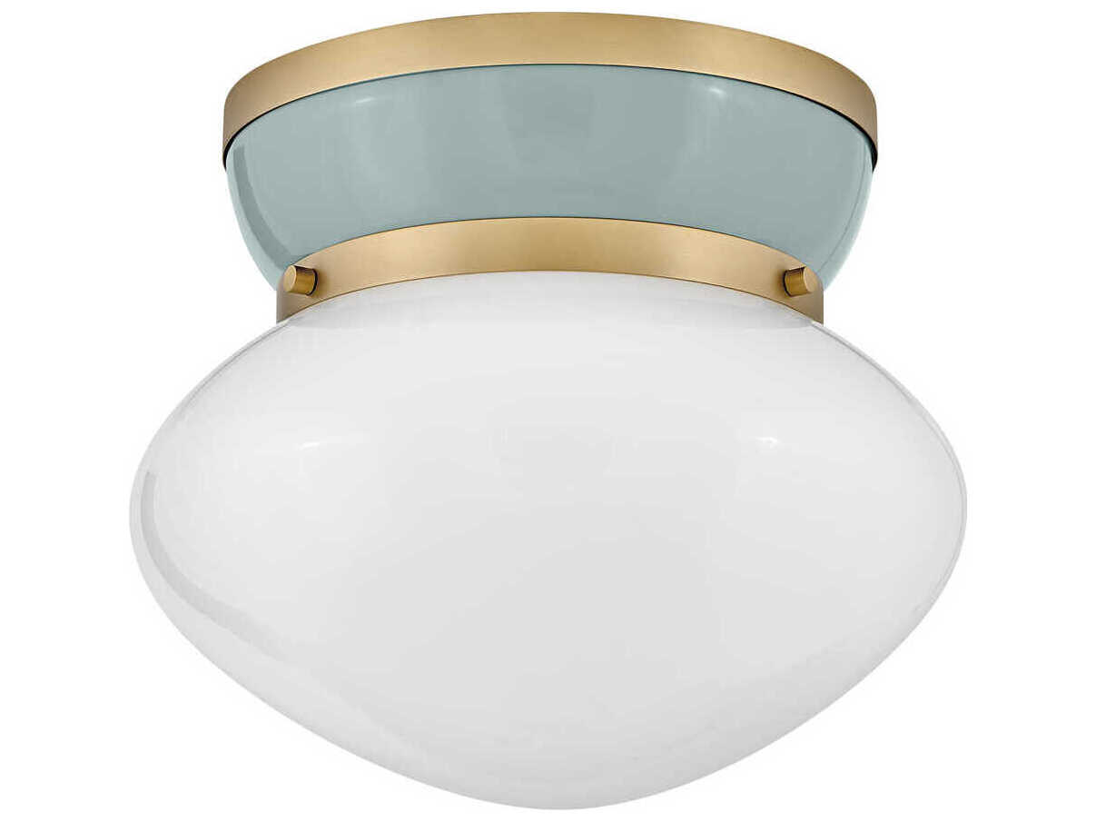 Lark Living Lucy 1-Light Lacquered Brass Seafoam Green Flush Mount
