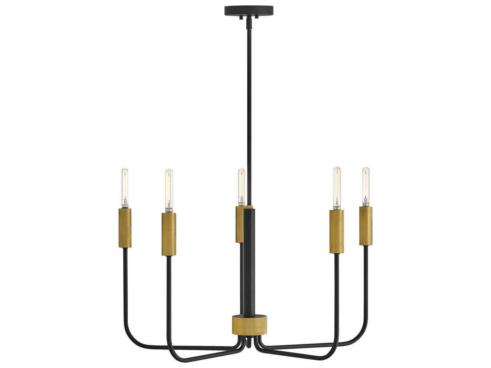 Lark Living Austen 5-Light Black Lacquered Brass Candelabra Chandelier