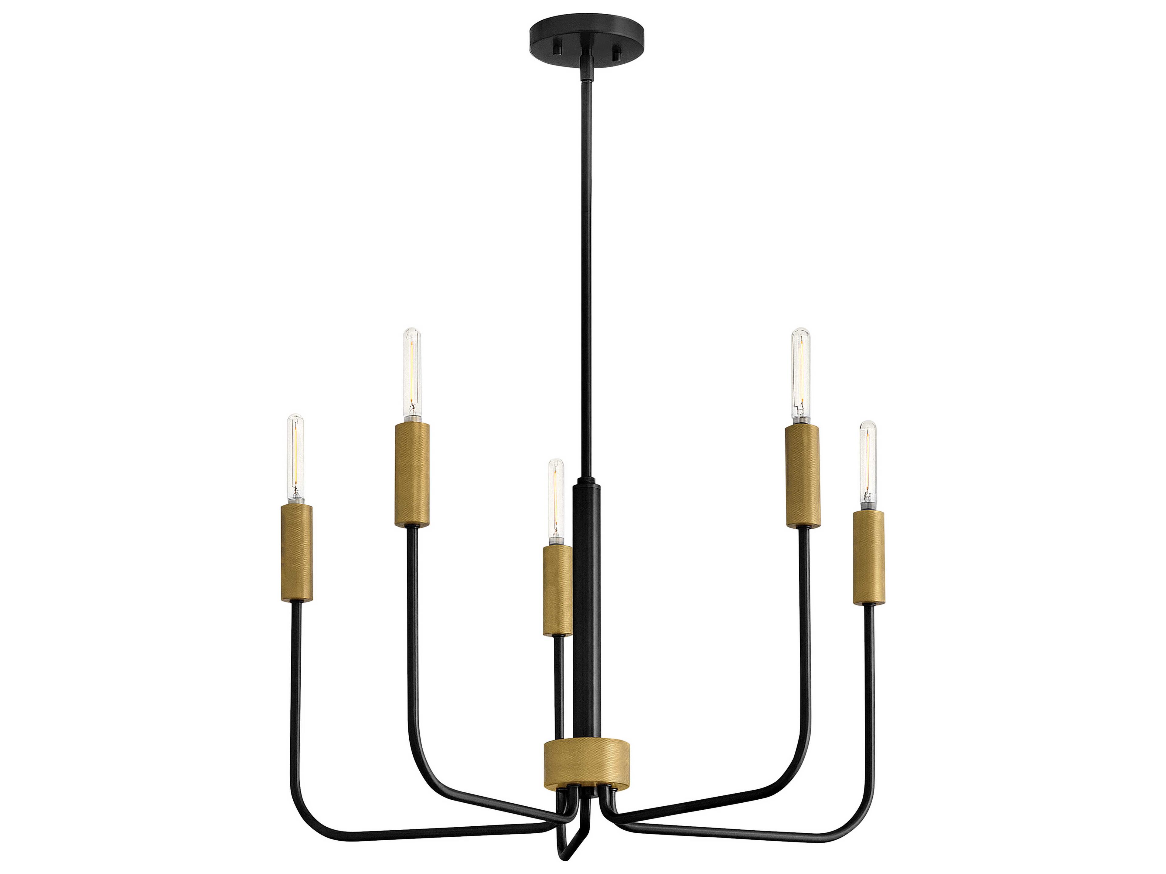 Lark Living Austen 5-Light Black Lacquered Brass Candelabra Chandelier