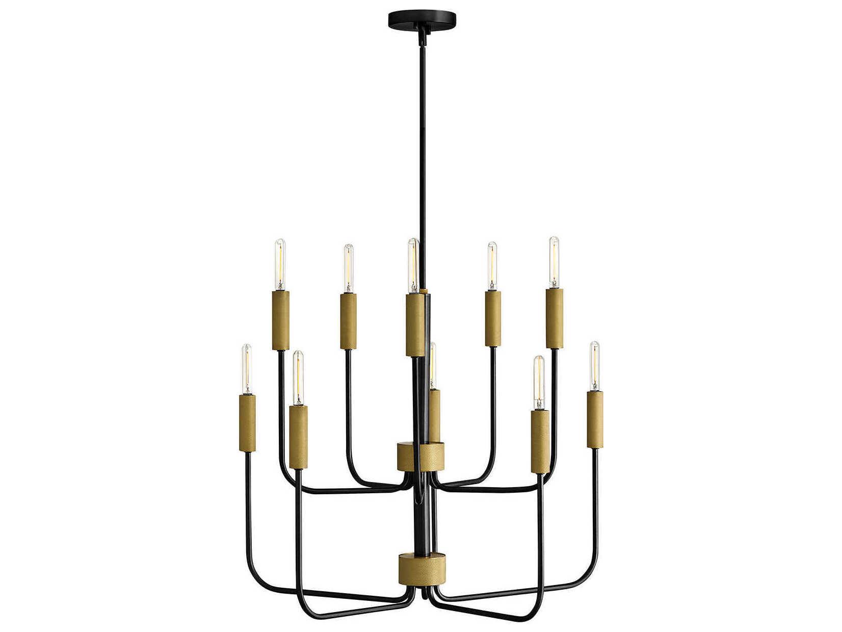 Lark Living Austen 10-Light Black Lacquered Brass Candelabra Chandelier