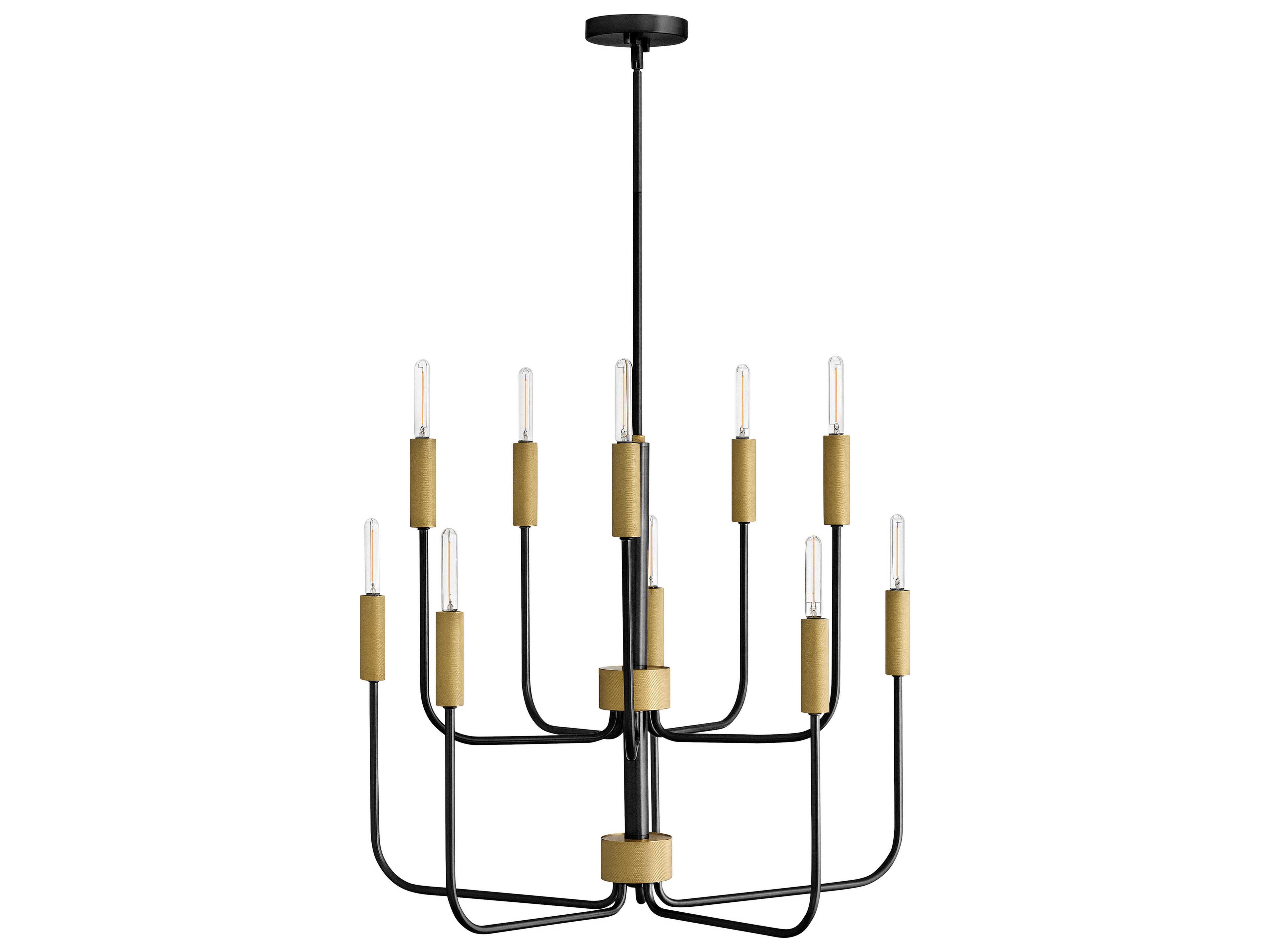 Lark Living Austen 10-Light Black Lacquered Brass Candelabra Chandelier