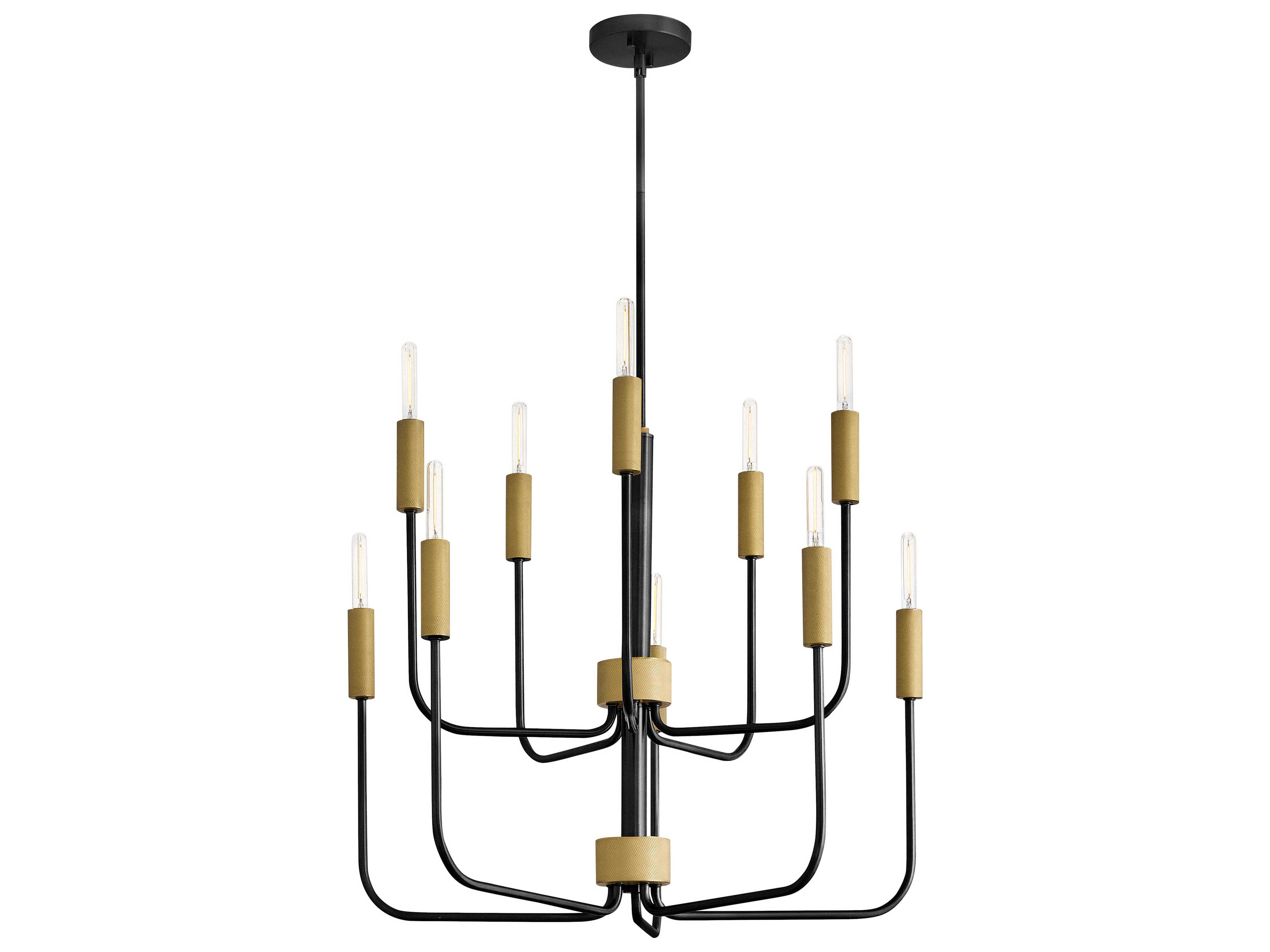 Lark Living Austen 10-Light Black Lacquered Brass Candelabra Chandelier