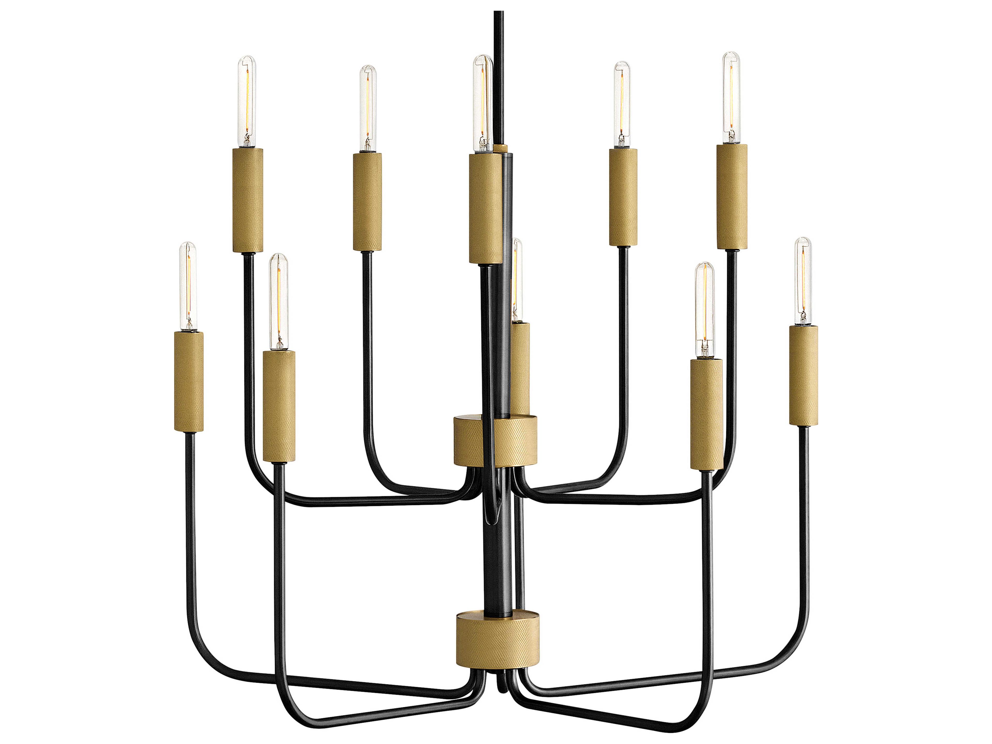 Lark Living Austen 10-Light Black Lacquered Brass Candelabra Chandelier