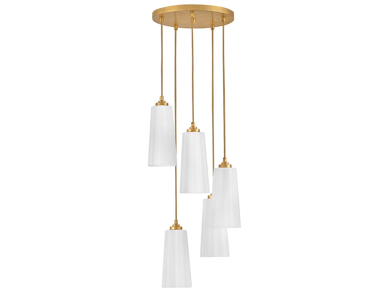 Lark Living Honey 5-Light Distressed Brass Cylinder Pendant