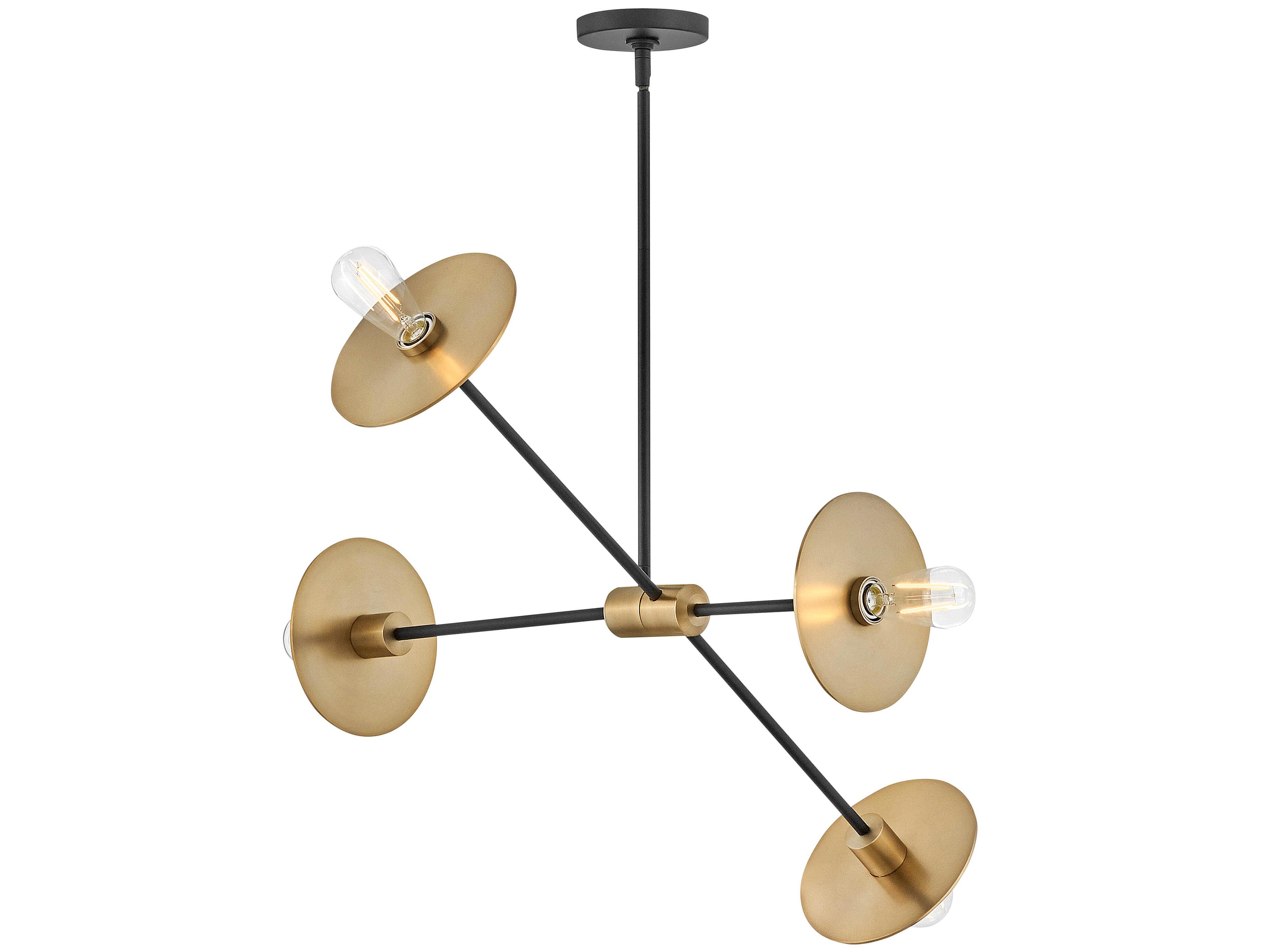 Lark Living Lulu 4-Light Lacquered Brass Black Sputnik Chandelier