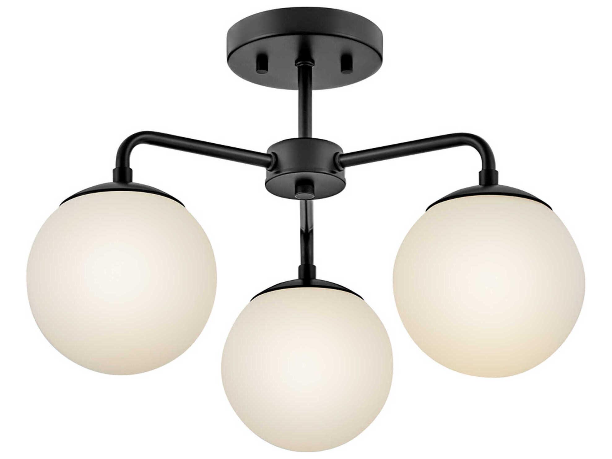 Lark Living Julep 3-Light Black Globe Semi Flush Mount