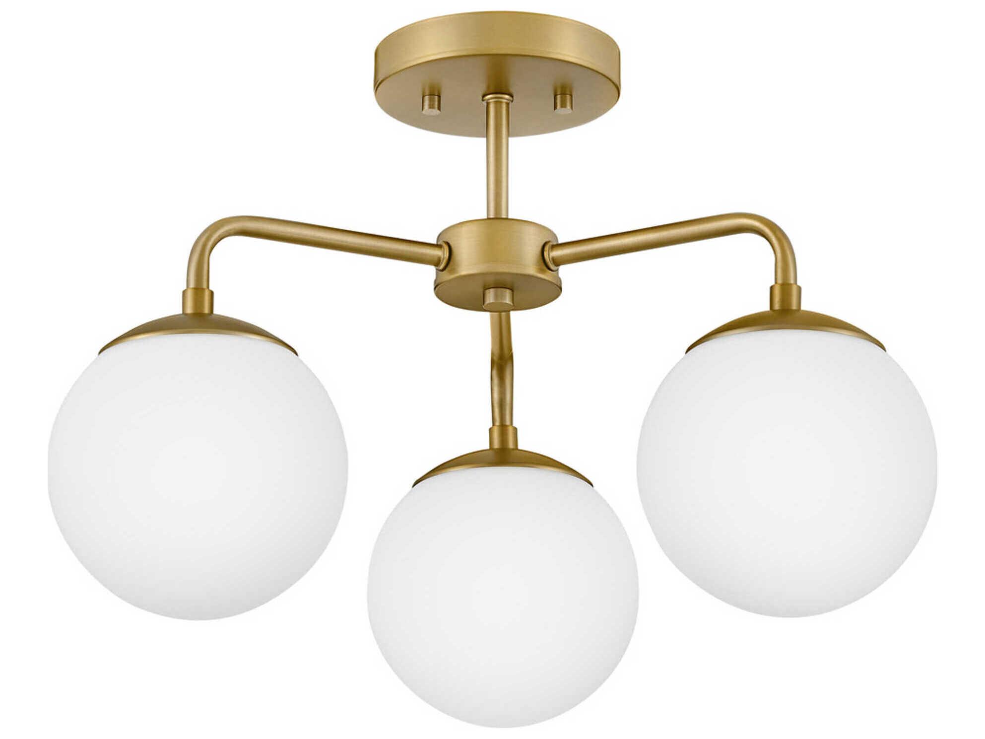 Lark Living Julep 3-Light Lacquered Brass Globe Semi Flush Mount
