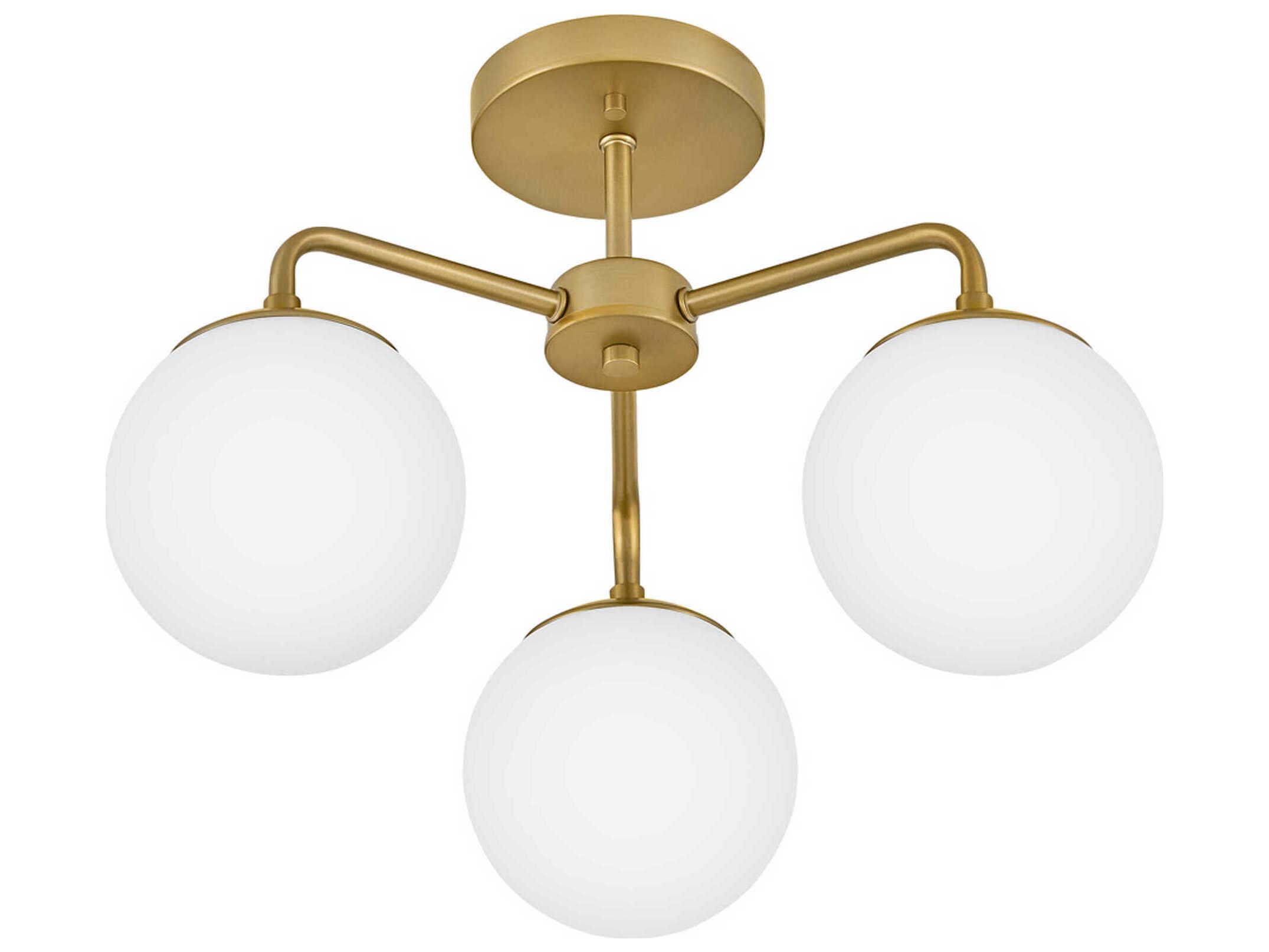 Lark Living Julep 3-Light Lacquered Brass Globe Semi Flush Mount