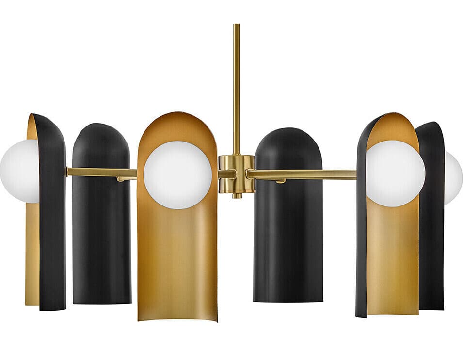 Lark Living Zuri 6-Light Lacquered Brass Black Cylinder Globe Chandelier