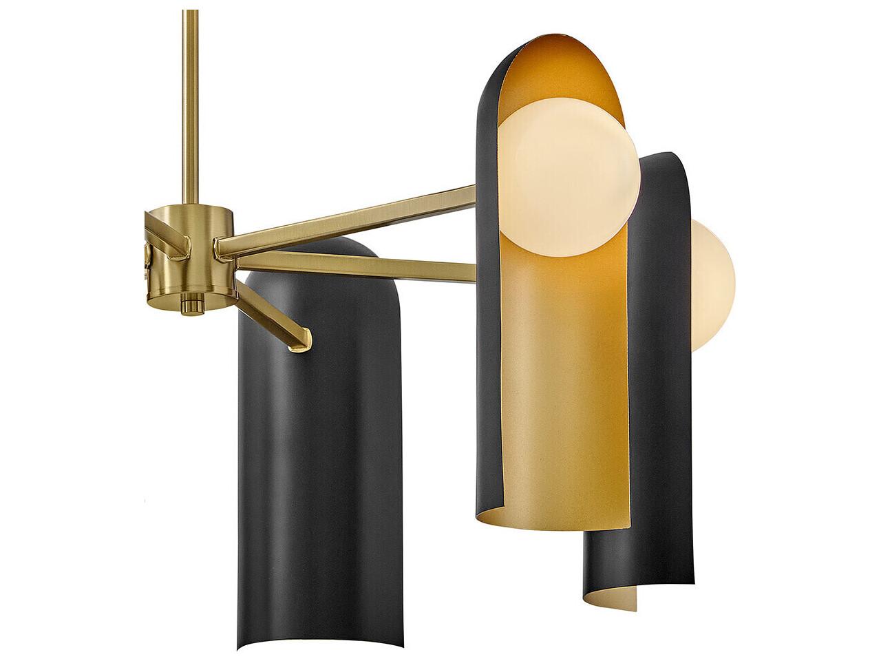 Lark Living Zuri 6-Light Lacquered Brass Black Cylinder Globe Chandelier