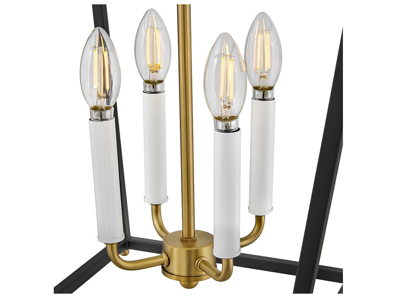 Lark Living Tate 4-Light Black Lacquered Brass Lantern Semi Flush Mount