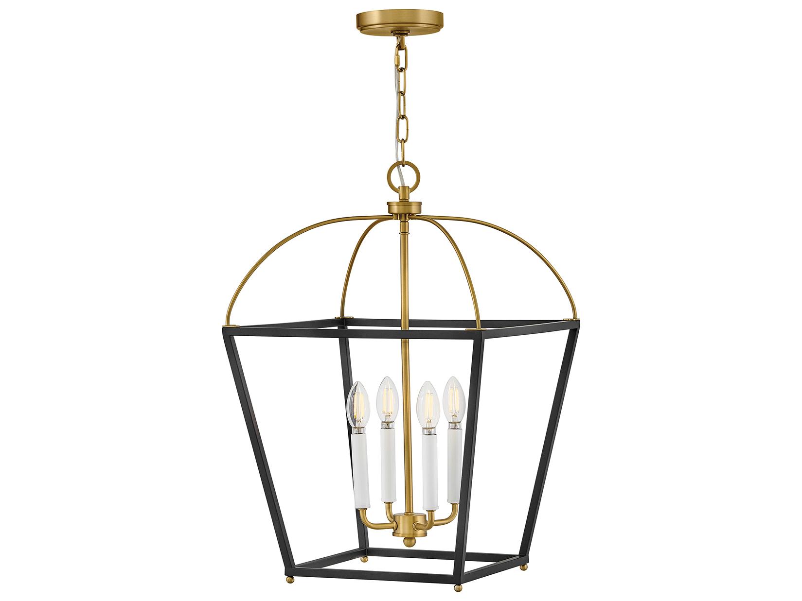 Lark Living Tate 4-Light Black Lacquered Brass Lantern Pendant