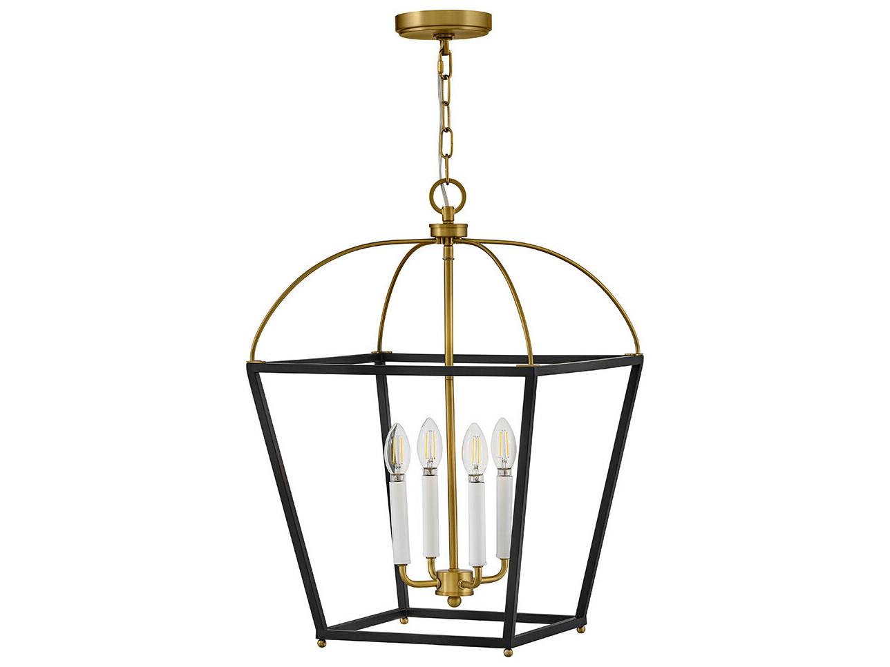 Lark Living Tate 4-Light Black Lacquered Brass Lantern Pendant
