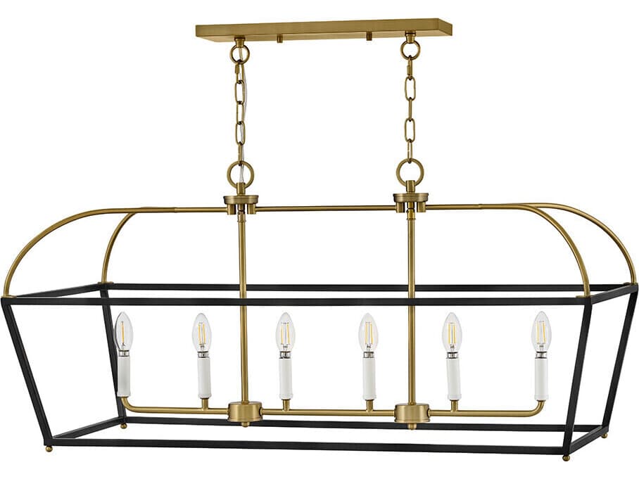Lark Living Tate 6-Light Black Lacquered Brass Lantern Island Pendant