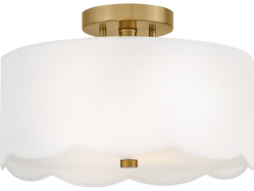 Lark Living Bliss 2-Light Lacquered Brass Drum Semi Flush Mount