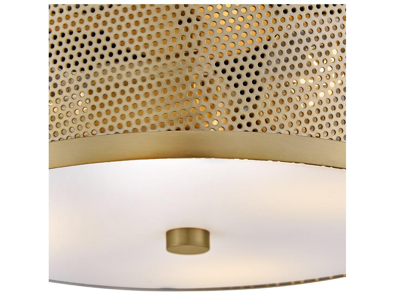 Lark Living Cash 3-Light Lacquered Brass Drum Semi Flush Mount