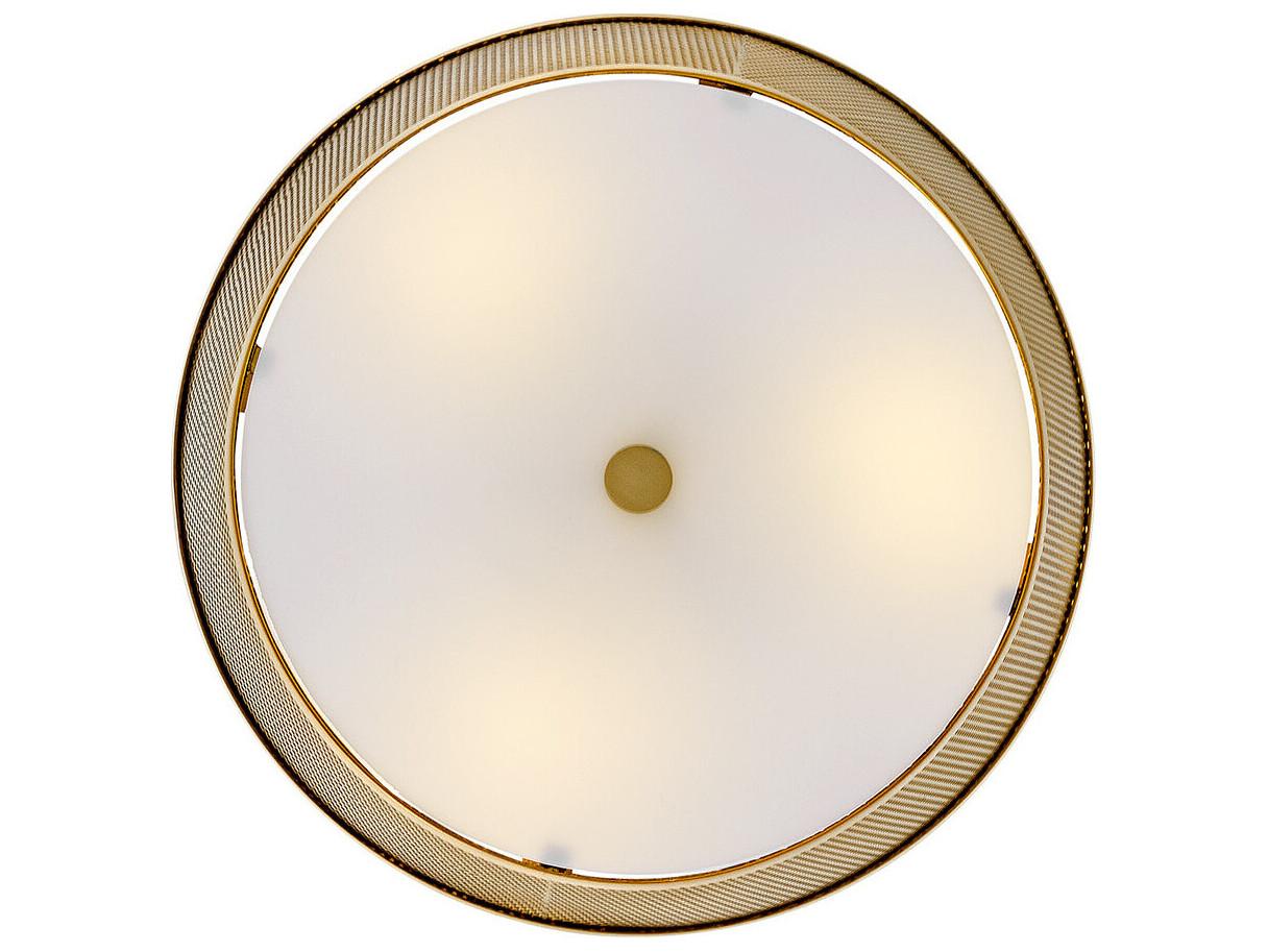 Lark Living Cash 3-Light Lacquered Brass Drum Semi Flush Mount