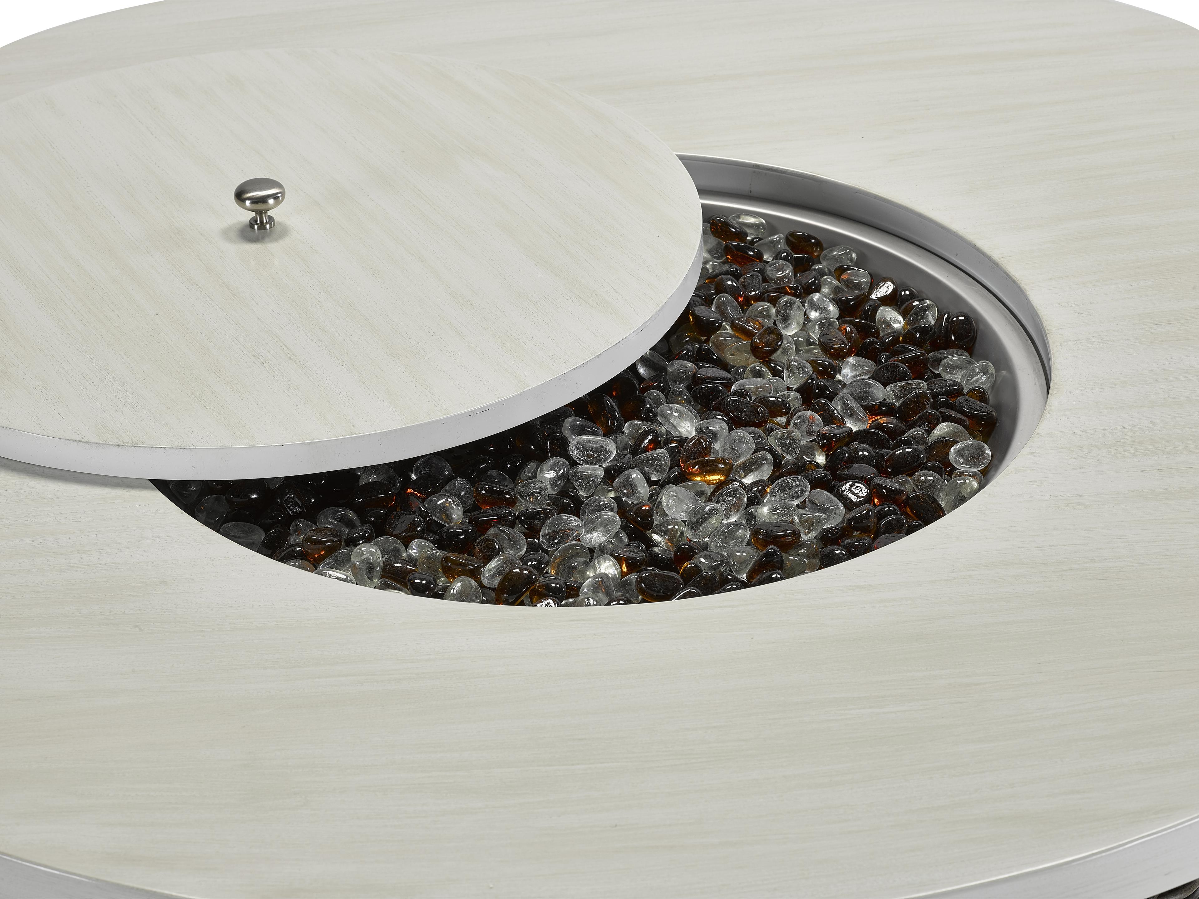 Lane Venture Oasis Ash Wicker Round Gas Outdoor Patio Fire Pit Table