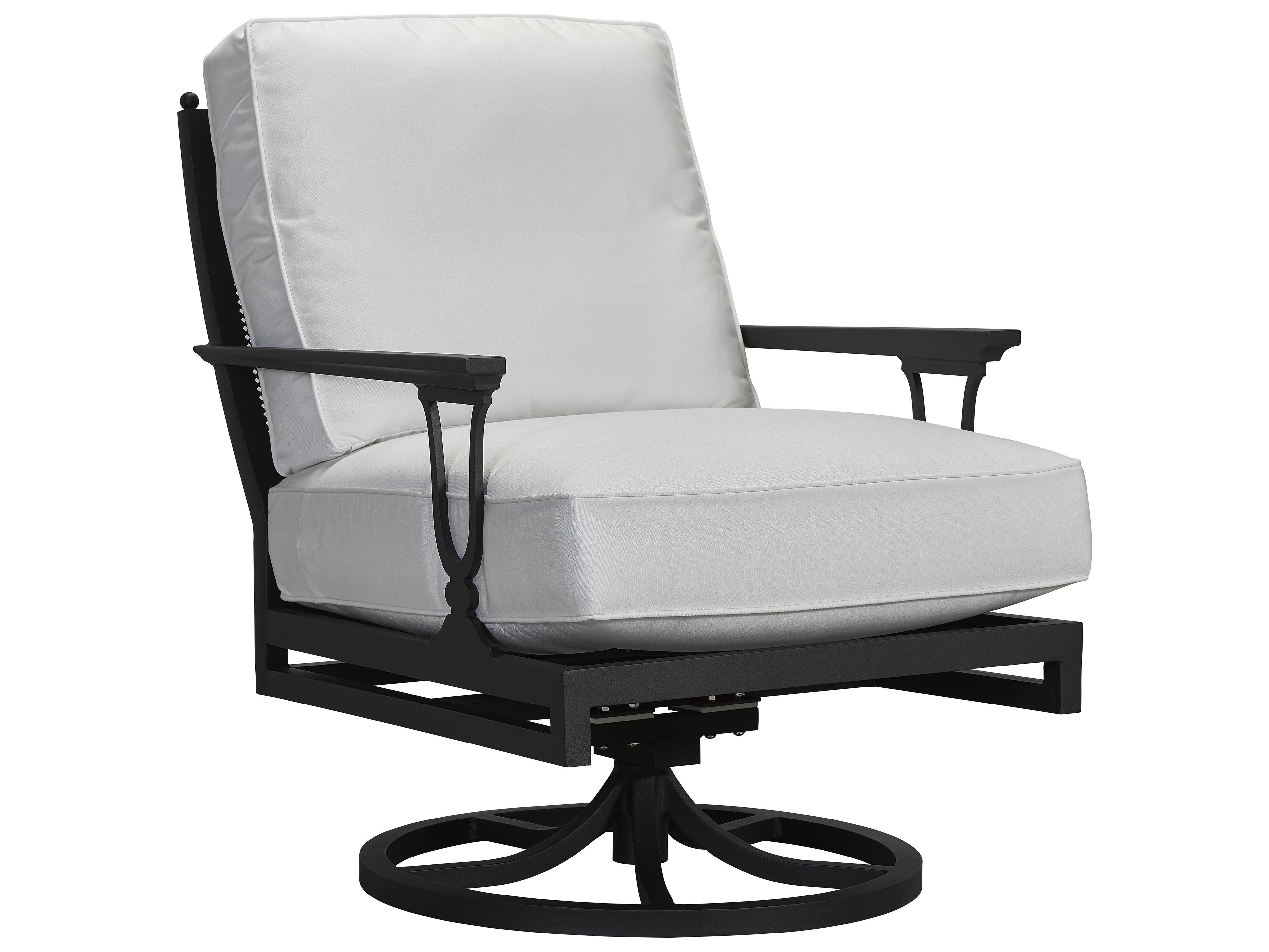 Lane Venture Winterthur Obsidian Black Aluminum Swivel Patio Rocker X Back