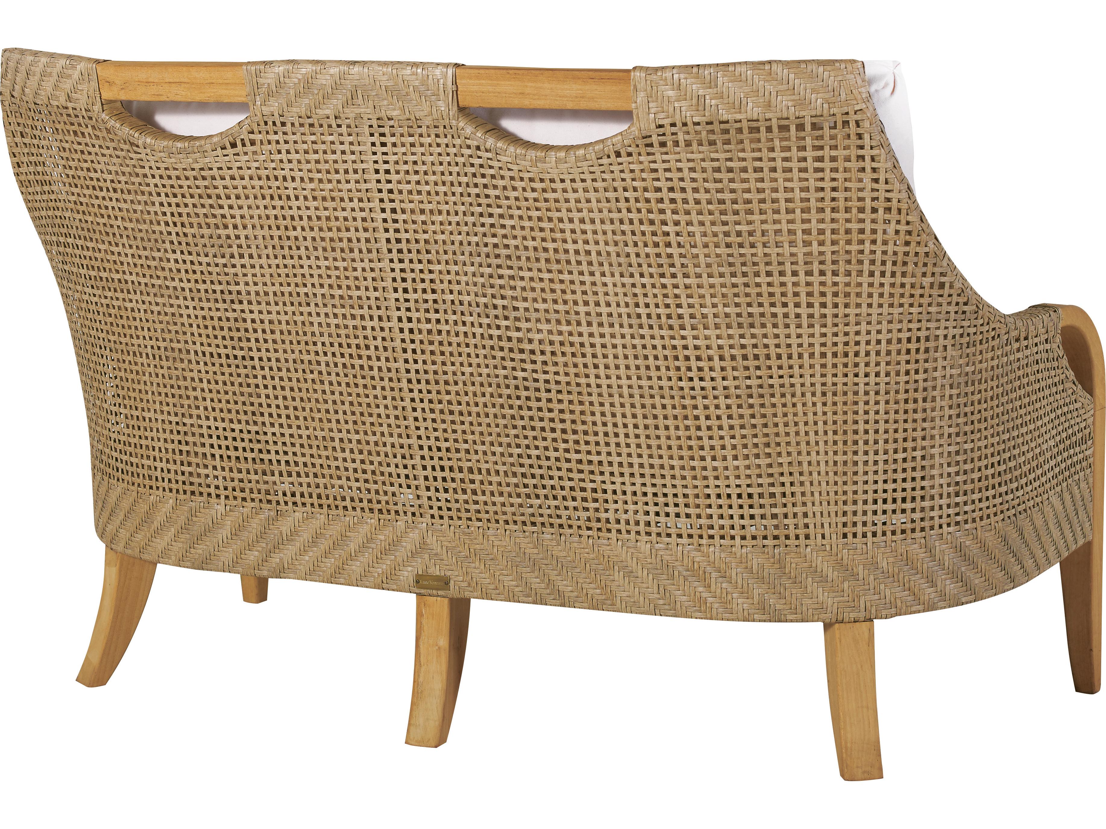 Lane Venture Edgewood Pebblestone Wicker/Teak Patio Loveseat