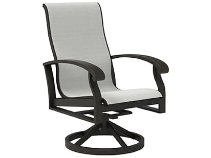 Lane Venture Smith Lake Sling Aluminum Swivel High Back Outdoor Dining Arm Chair