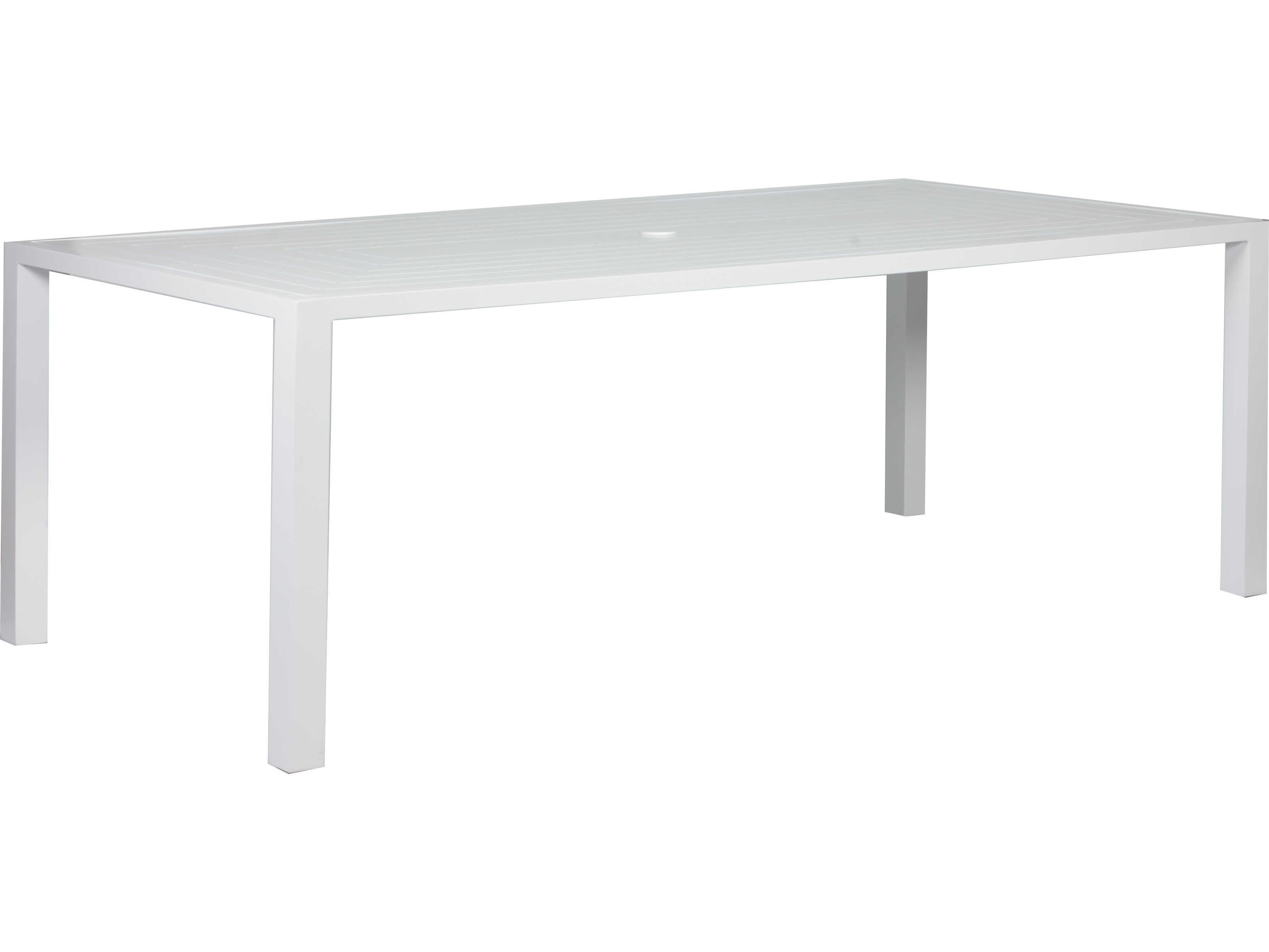 Lane Venture Contempo Aluminum Rectangular Outdoor Dining Table with Umbrella Hole