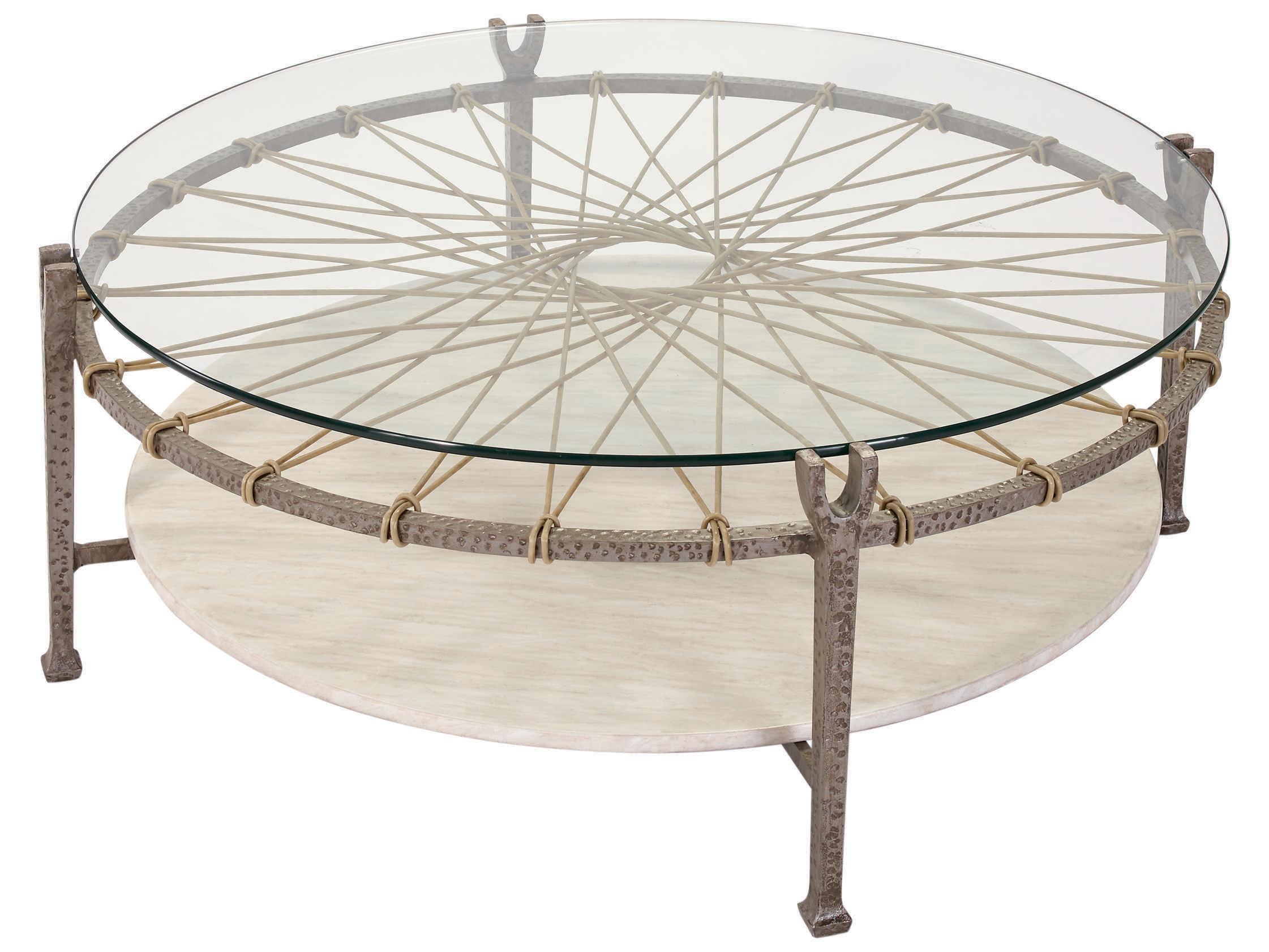 Lane Venture Hemingway Hammered Gunmetal Aluminum Round Glass Top Outdoor Patio Coffee Table