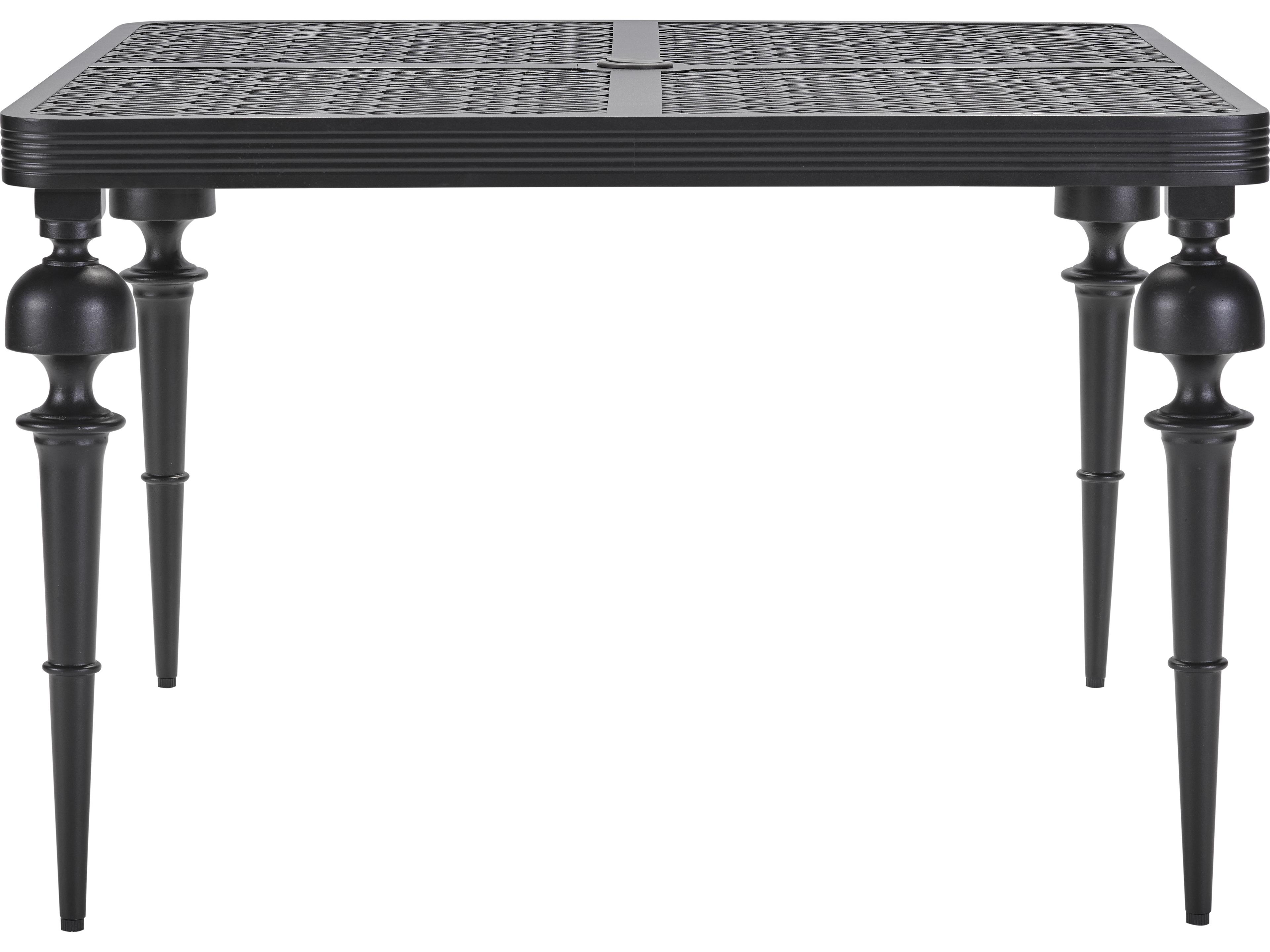 Lane Venture Hemingway Plantation Black Truffle Cast Aluminum Square Outdoor Dining Table with Umbrella Hole