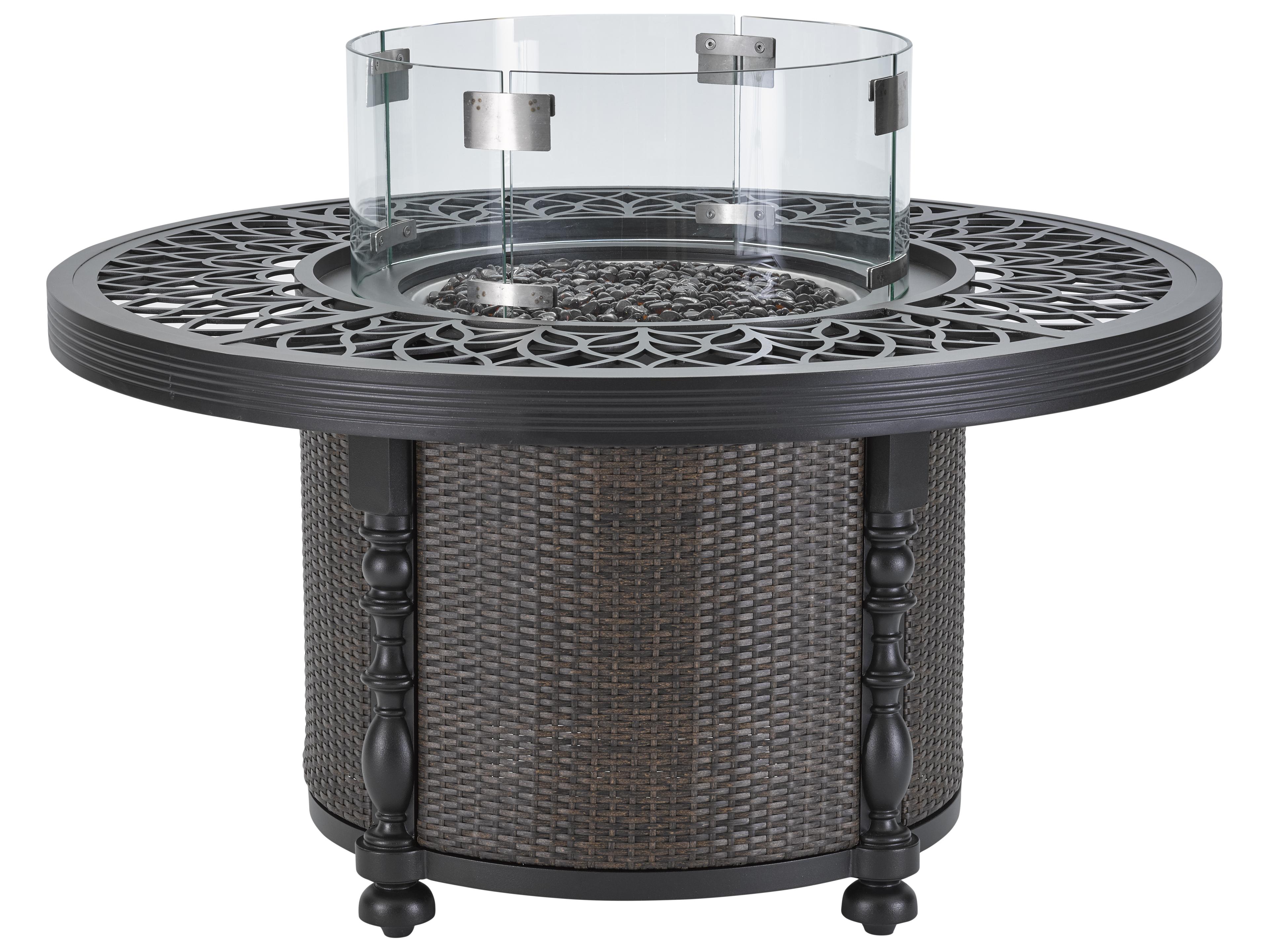 Lane Venture Hemingway Plantation Black Truffle Cast Aluminum Round Outdoor Patio Fire Pit Table
