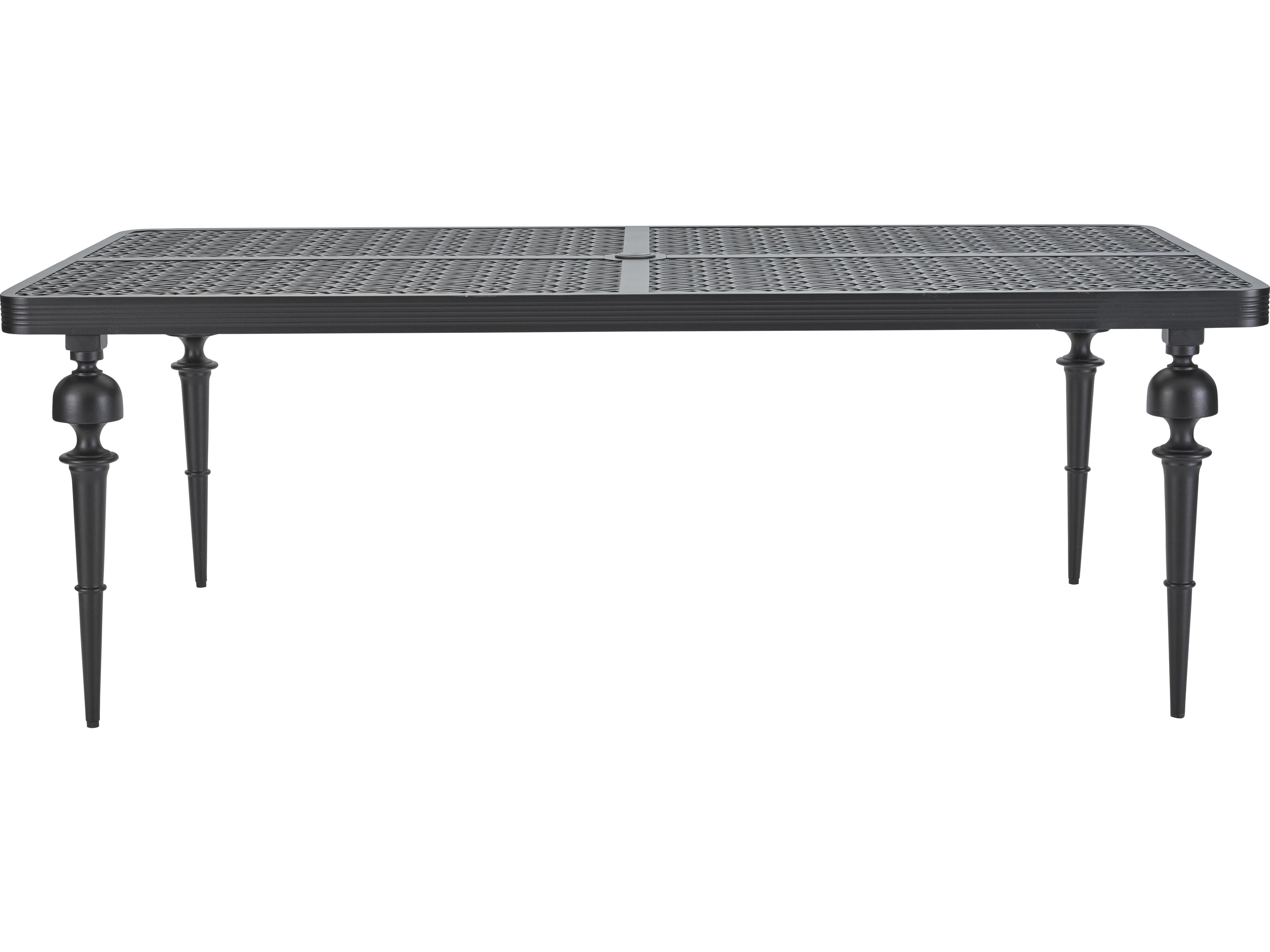 Lane Venture Hemingway Plantation Black Truffle Cast Aluminum Rectangular Outdoor Patio Dining Table with Umbrella Hole