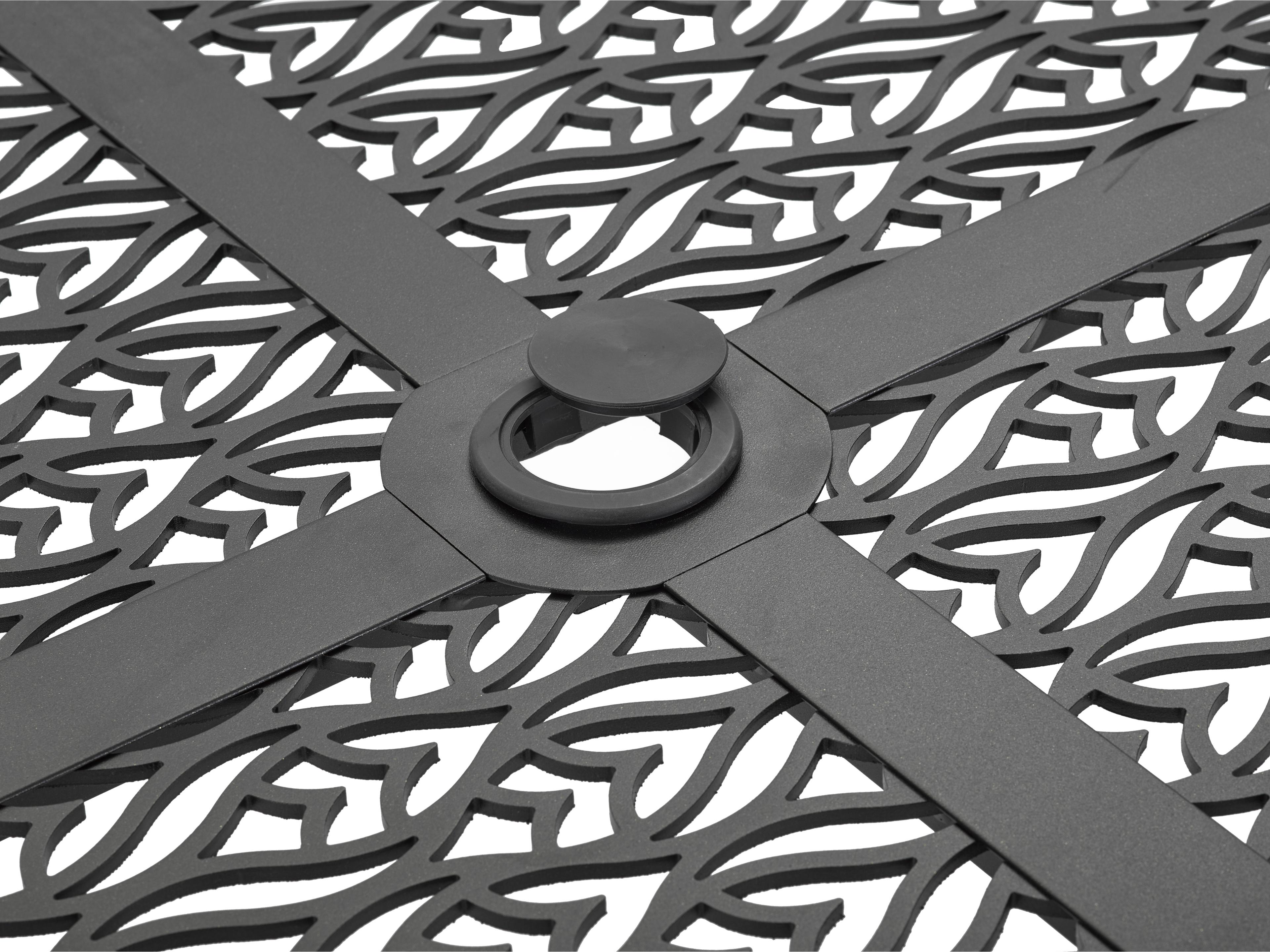 Lane Venture Hemingway Plantation Black Truffle Cast Aluminum Rectangular Outdoor Patio Dining Table with Umbrella Hole