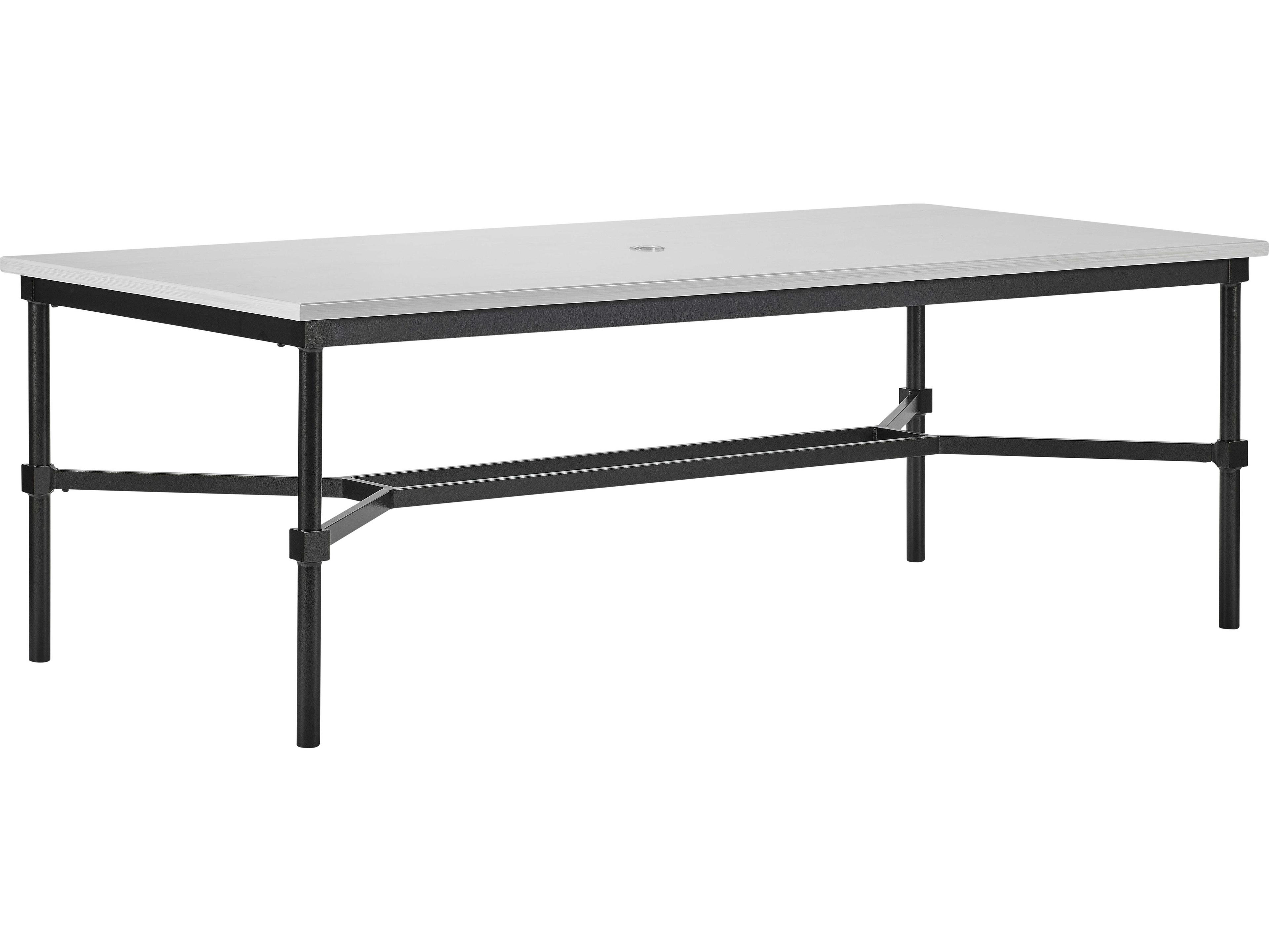 Lane Venture Langham Dark Bronze Aluminum Rectangular Outdoor Dining Table with Umbrella Hole