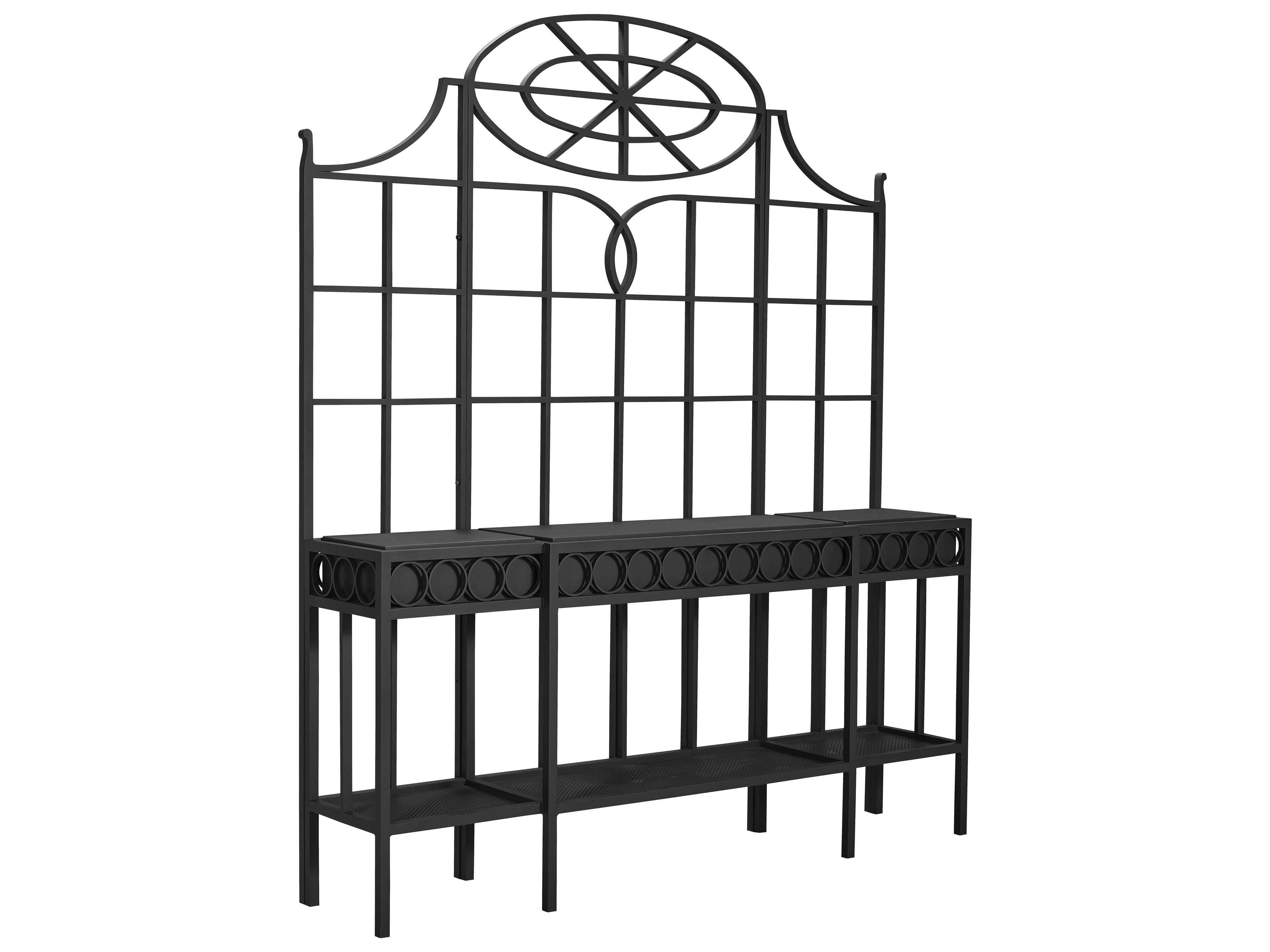 Lane Venture Winterthur Obsidian Black Aluminum Rectangular Outdoor Patio Console Table