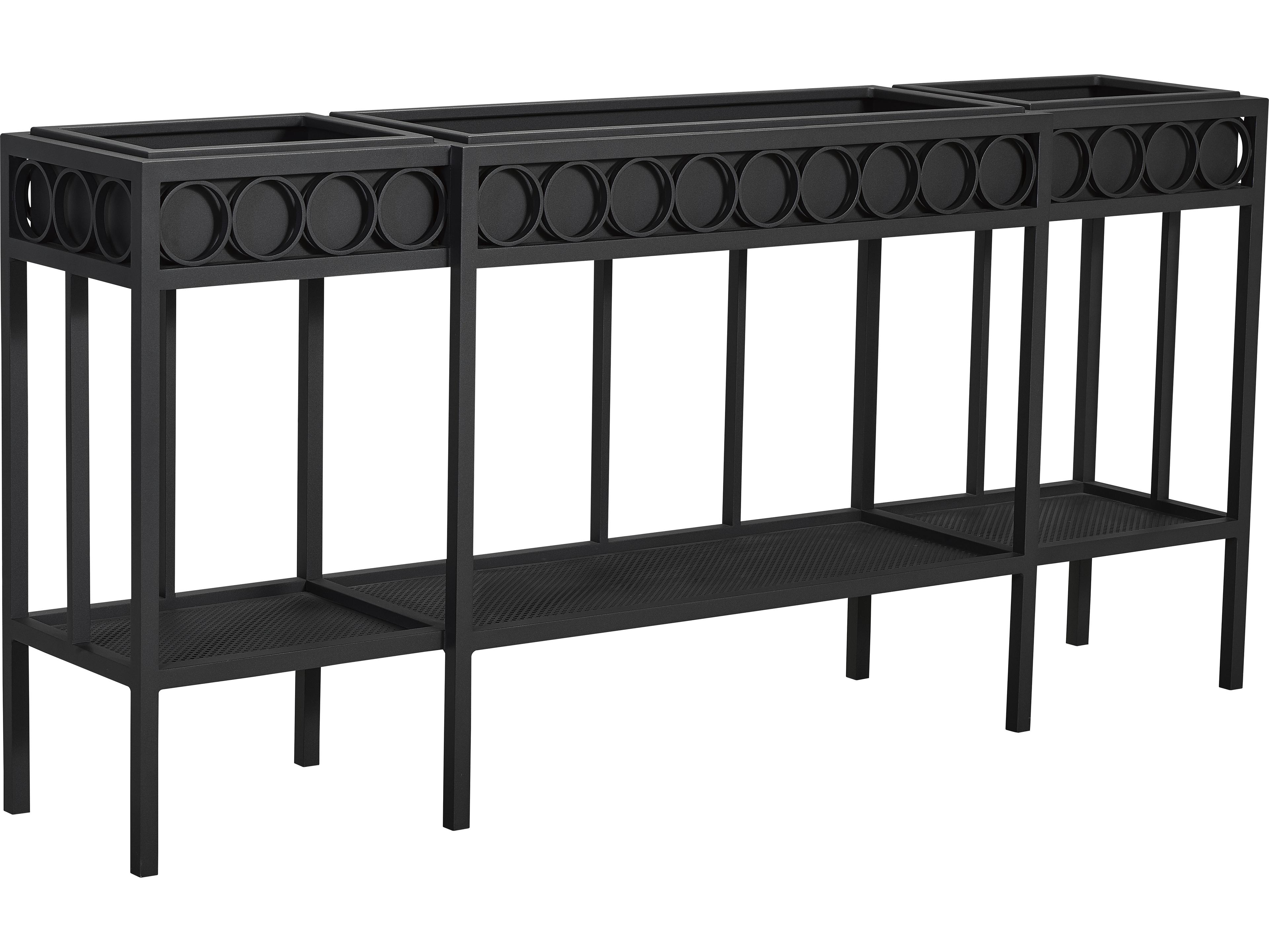 Lane Venture Winterthur Obsidian Black Aluminum Rectangular Outdoor Patio Console Table