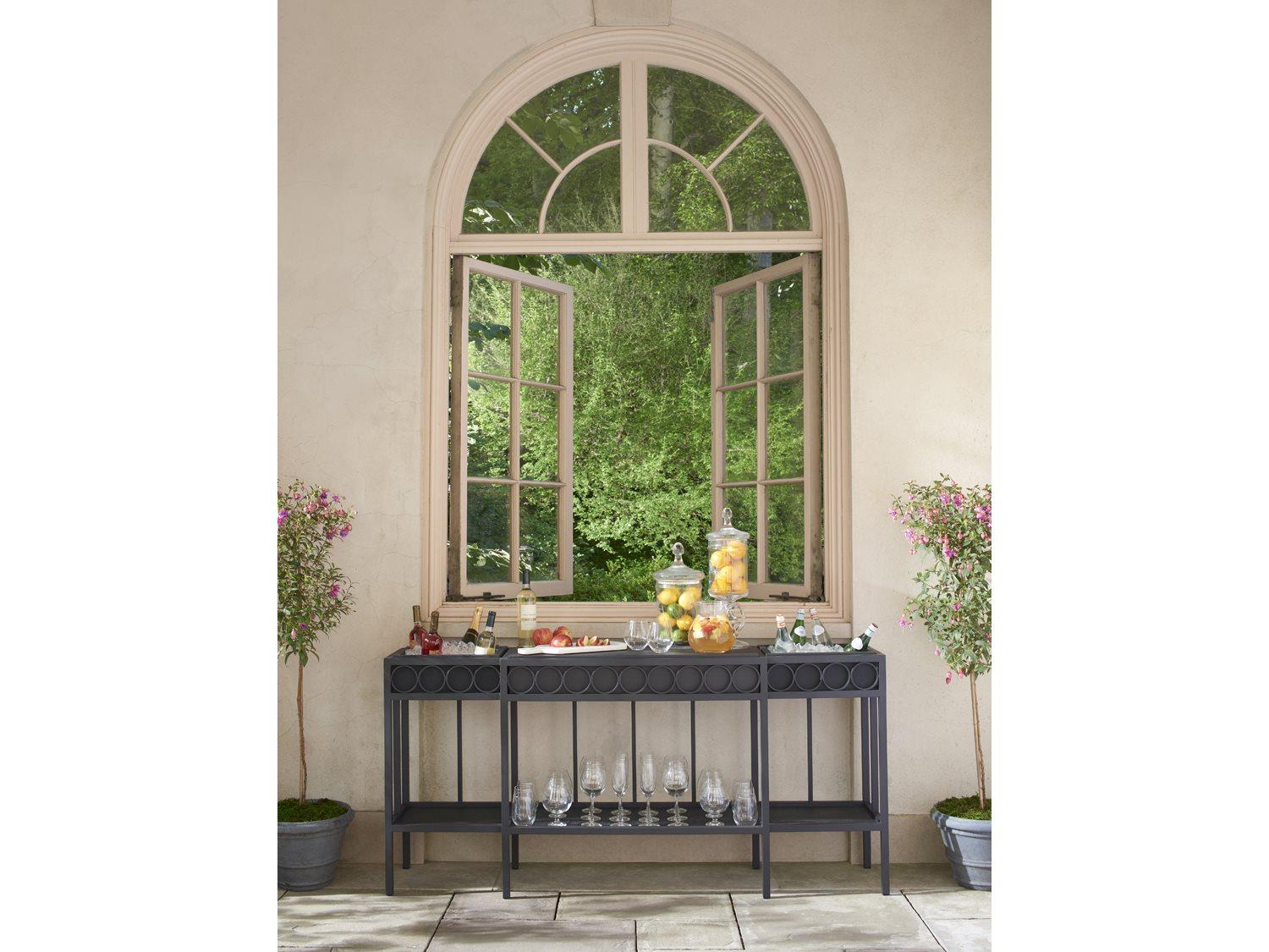 Lane Venture Winterthur Obsidian Black Aluminum Rectangular Outdoor Patio Console Table