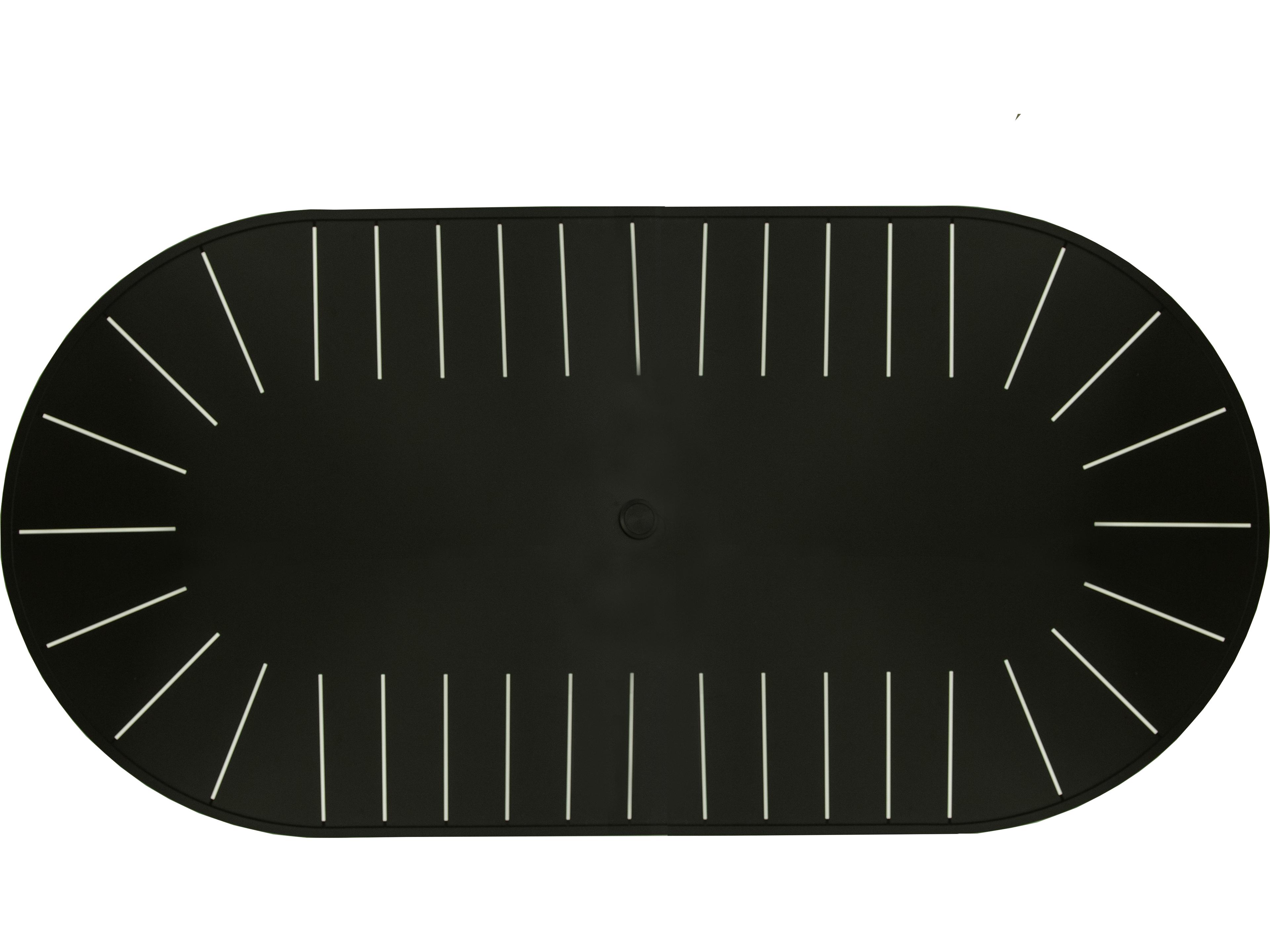 Lane Venture Winterthur Obsidian Black Aluminum Oval Double Pedestal Patio Dining Table with Umbrella Hole