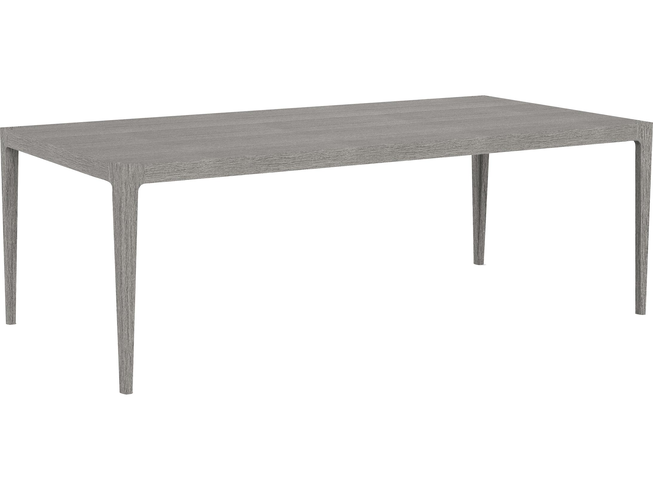Lane Venture Avila Teak Paloma Grey Rectangular Outdoor Patio Dining Table with Umbrella Hole