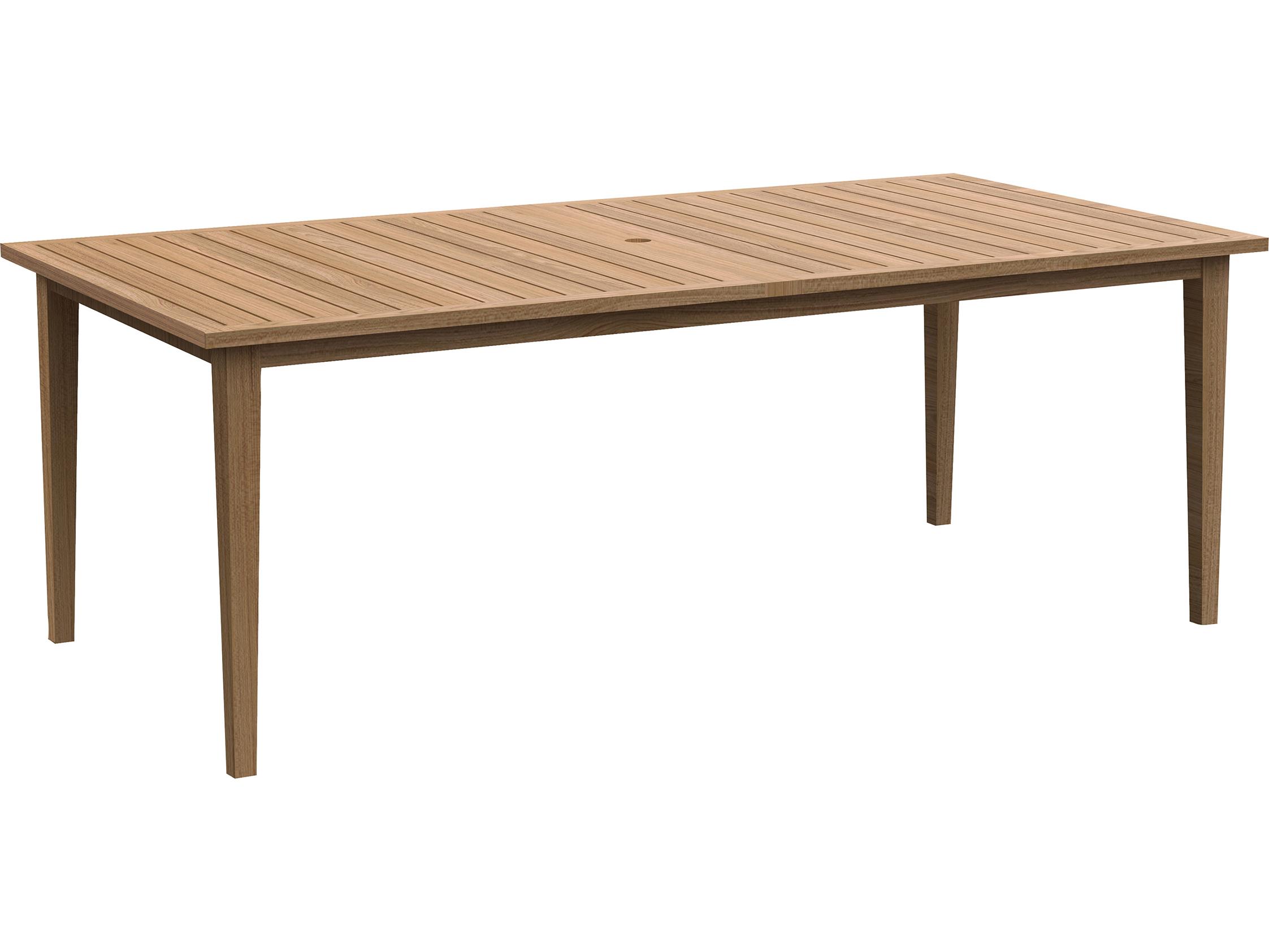Lane Venture La Jolla Teak Natural Rectangular Outdoor Patio Dining Table with Umbrella Hole