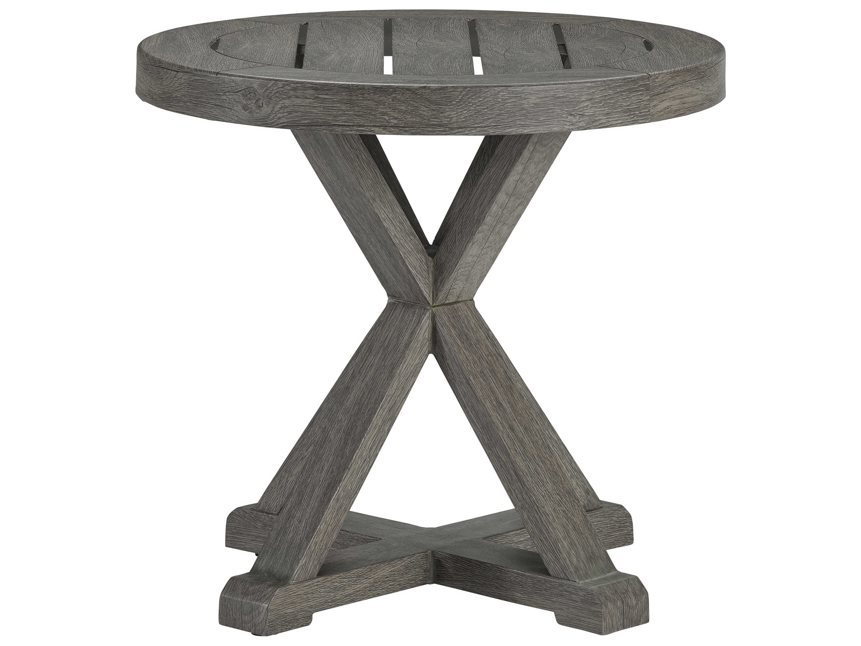 Lane Venture Mystic Harbor French Grey Wood Grain Aluminum Round Accent Table
