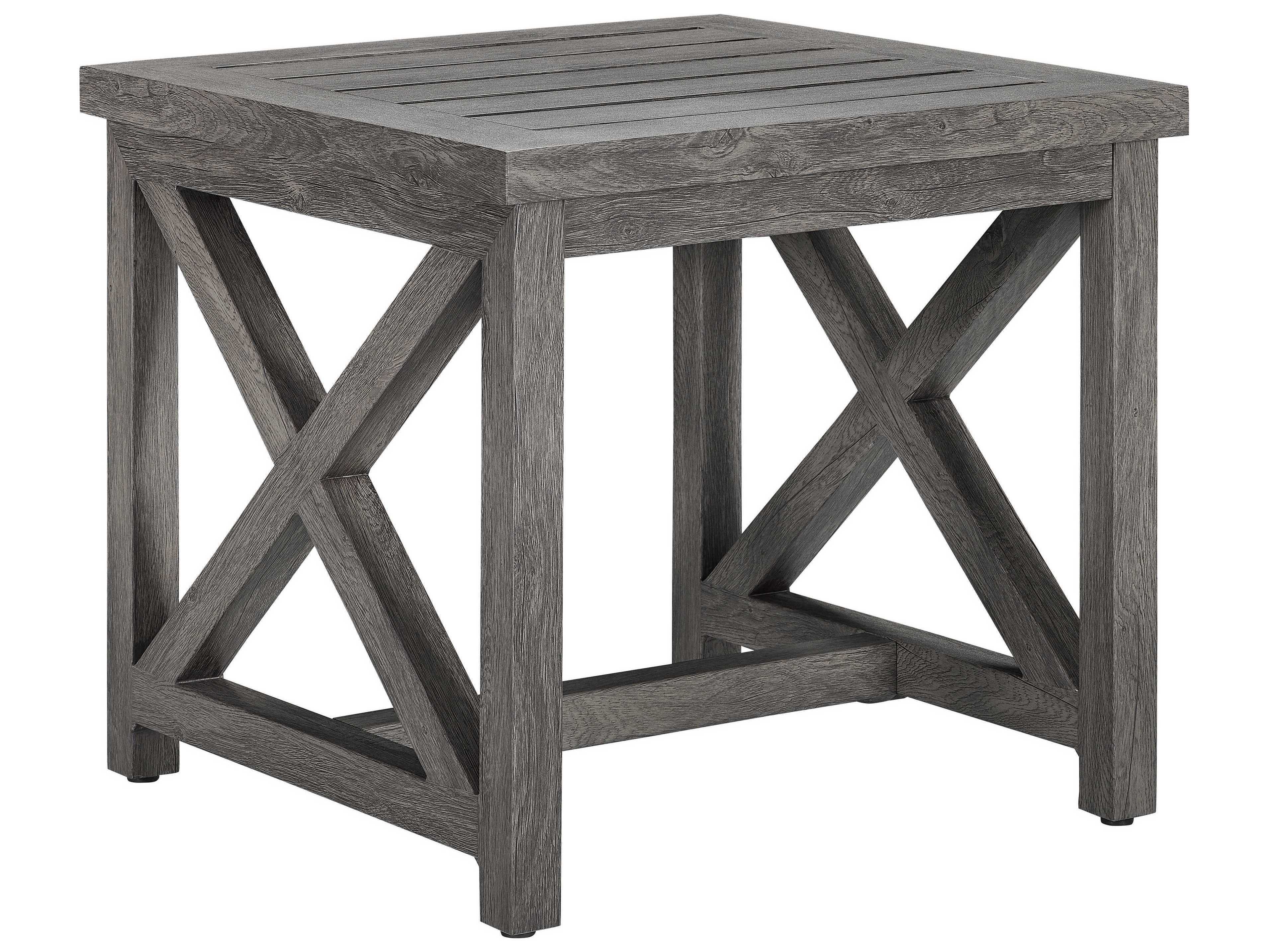 Lane Venture Mystic Harbor French Grey Wood Grain Aluminum Square Patio End Table
